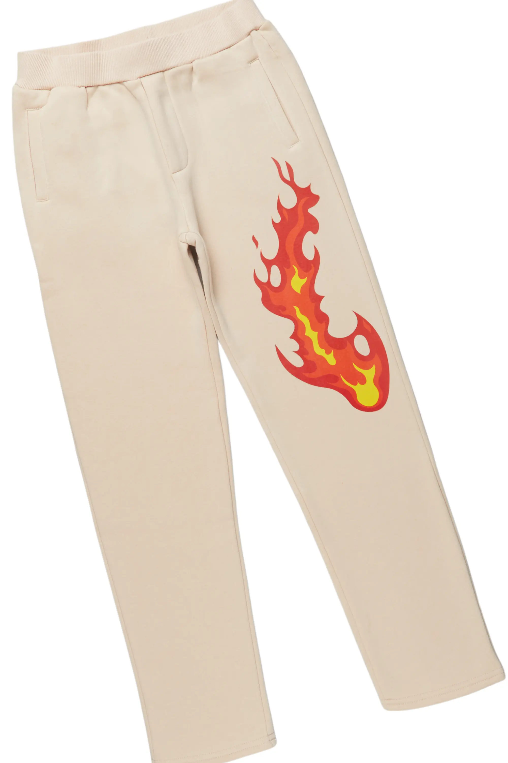 Boys Kash Beige Slim Fit Track Set - Image 5