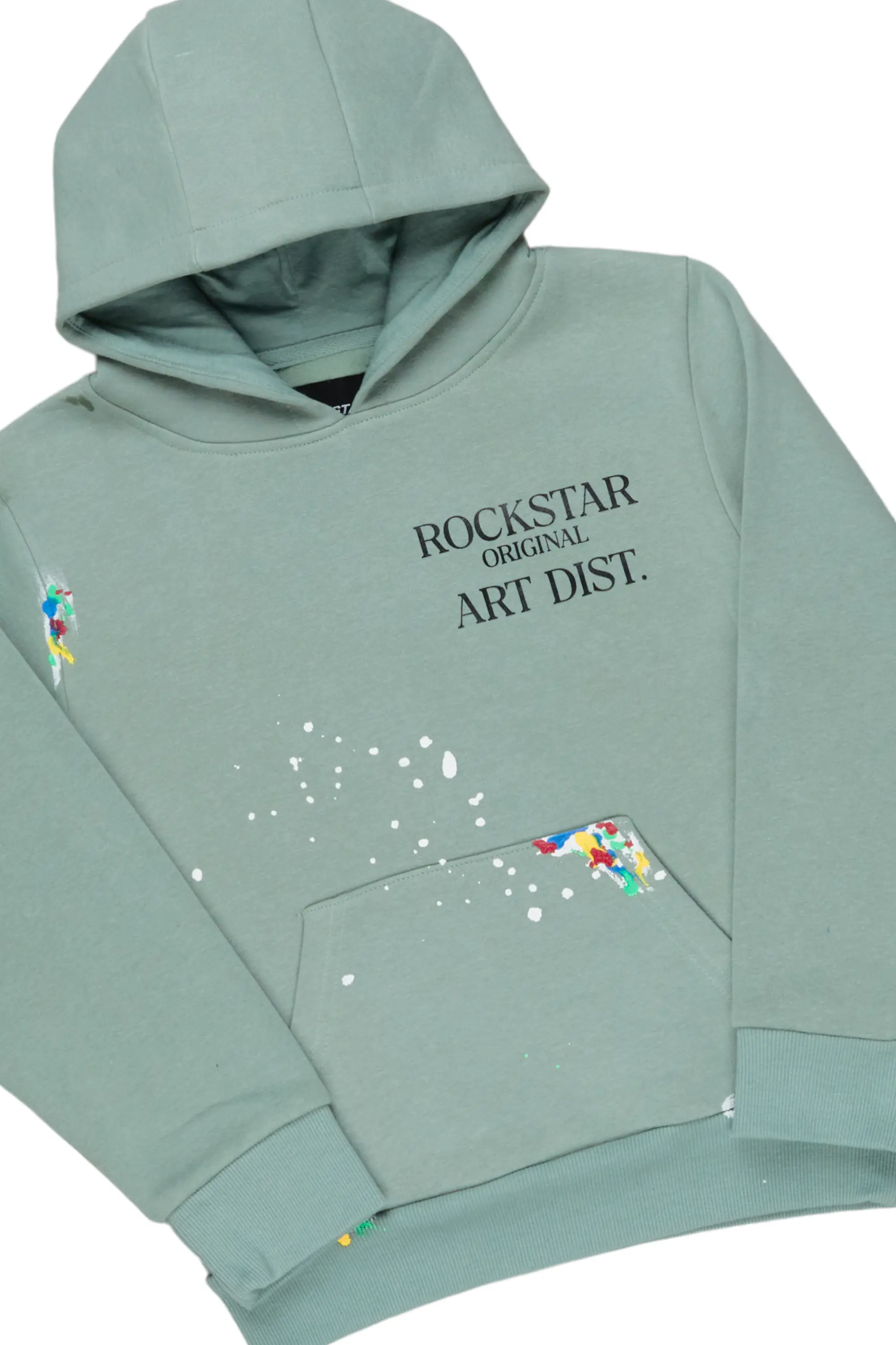 Boys Art Dist. Sage/White Hoodie Stacked Flare Track Set - Image 5