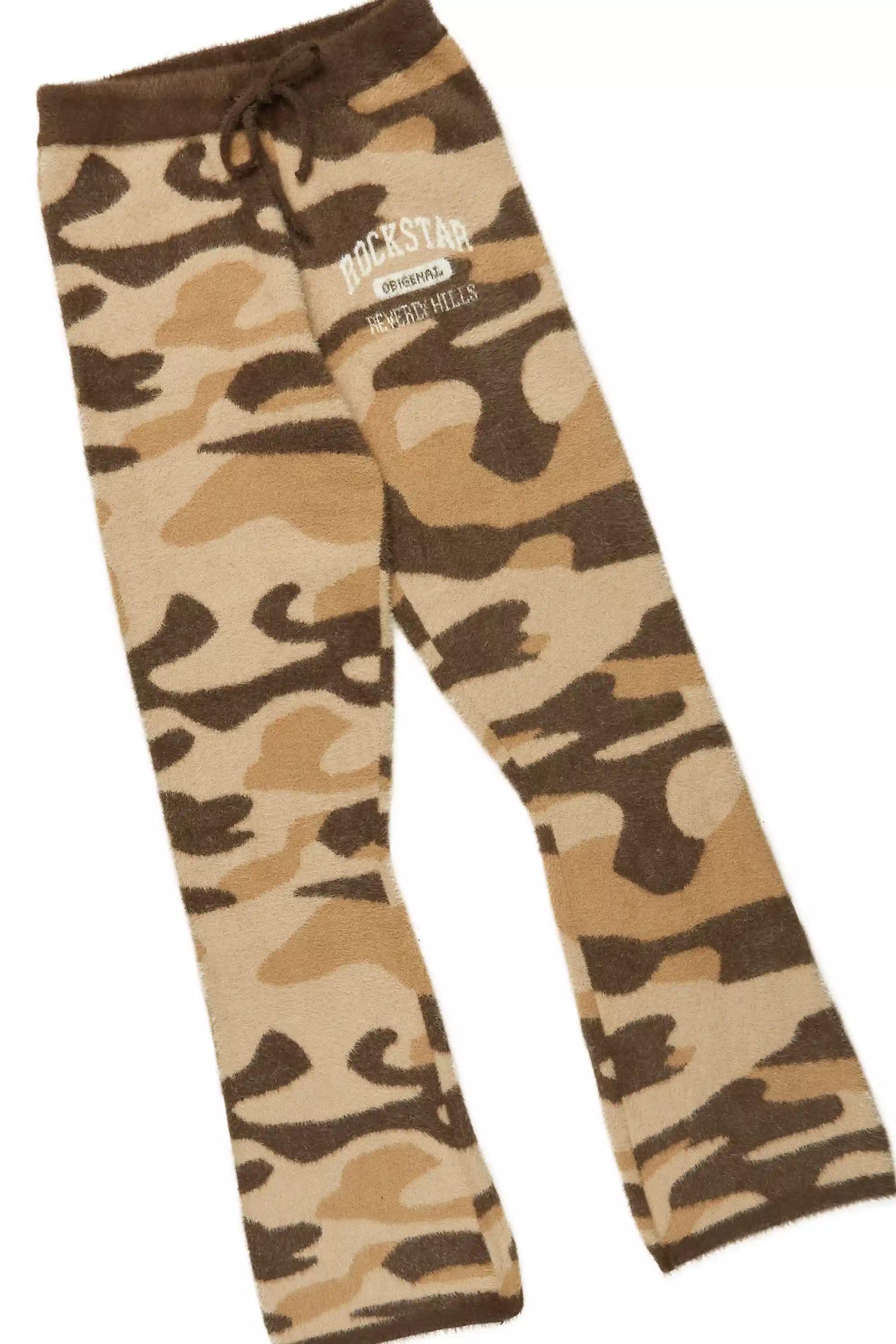 Boys Member Camo Brown Stacked Flare Knitted Mohair Track Set - Image 8