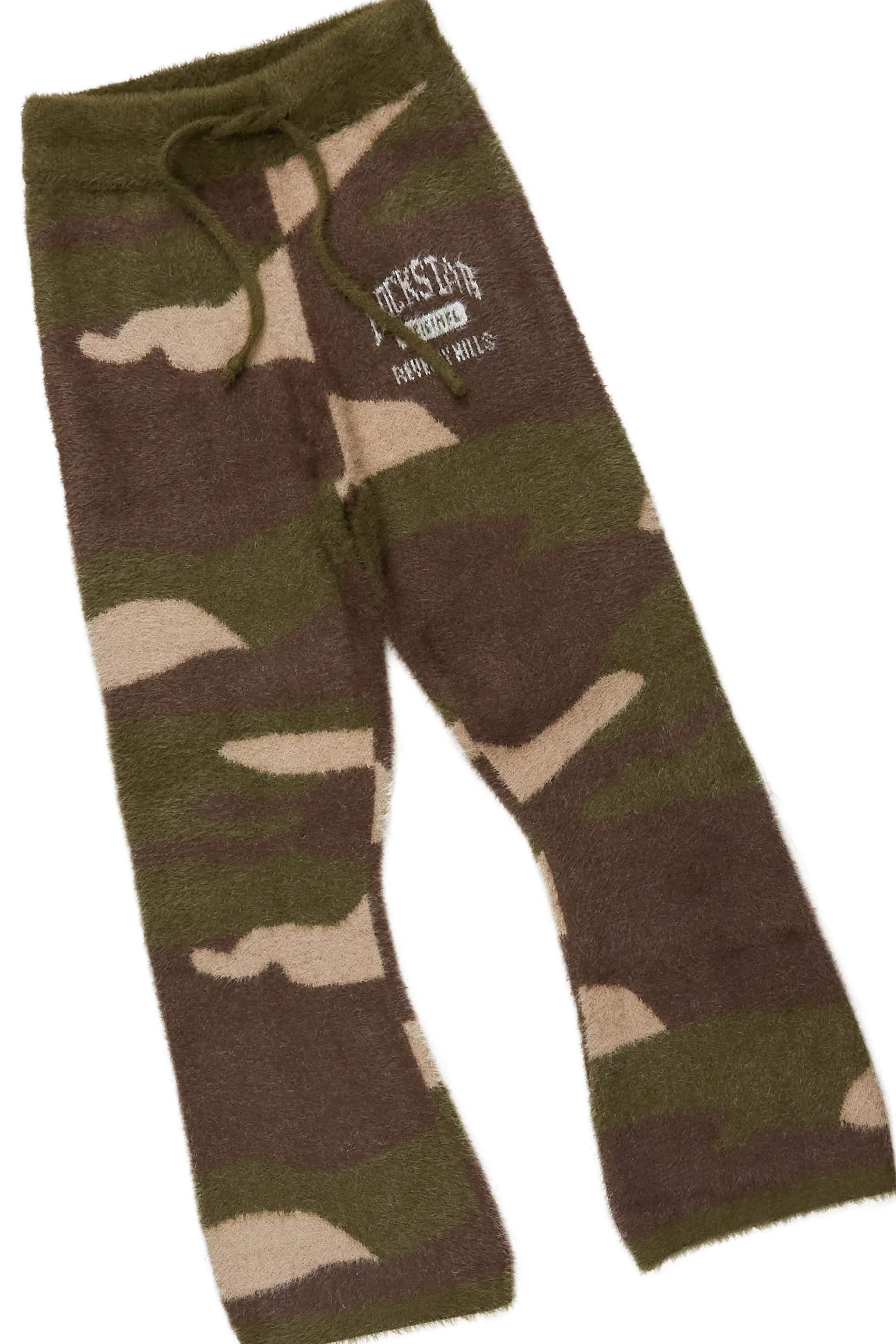Boys Member Green Camo Stacked Flare Knitted Mohair Track Set - Image 9