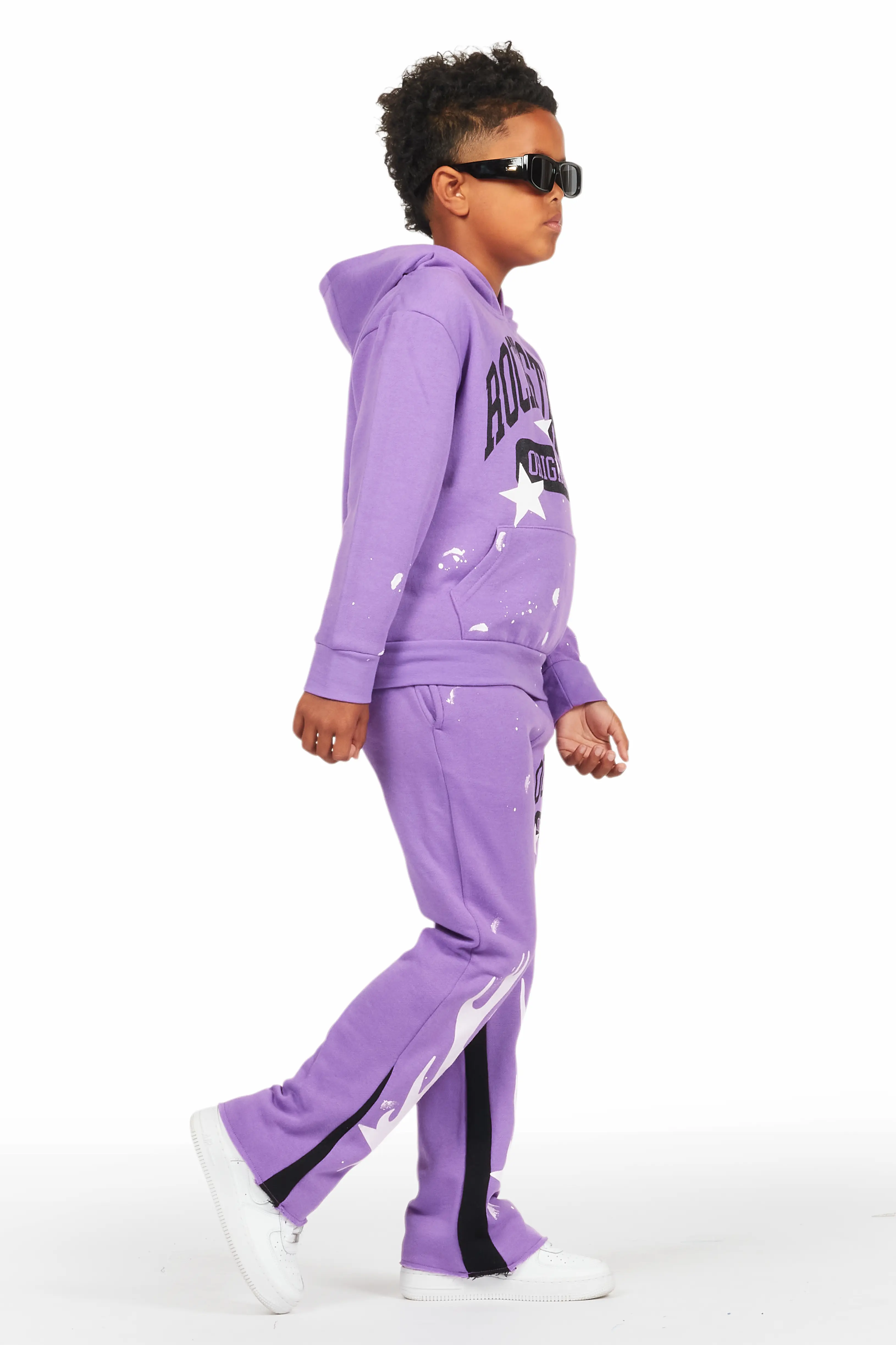 Boys Malie Purple Baggy Fit Pant Set - Image 3