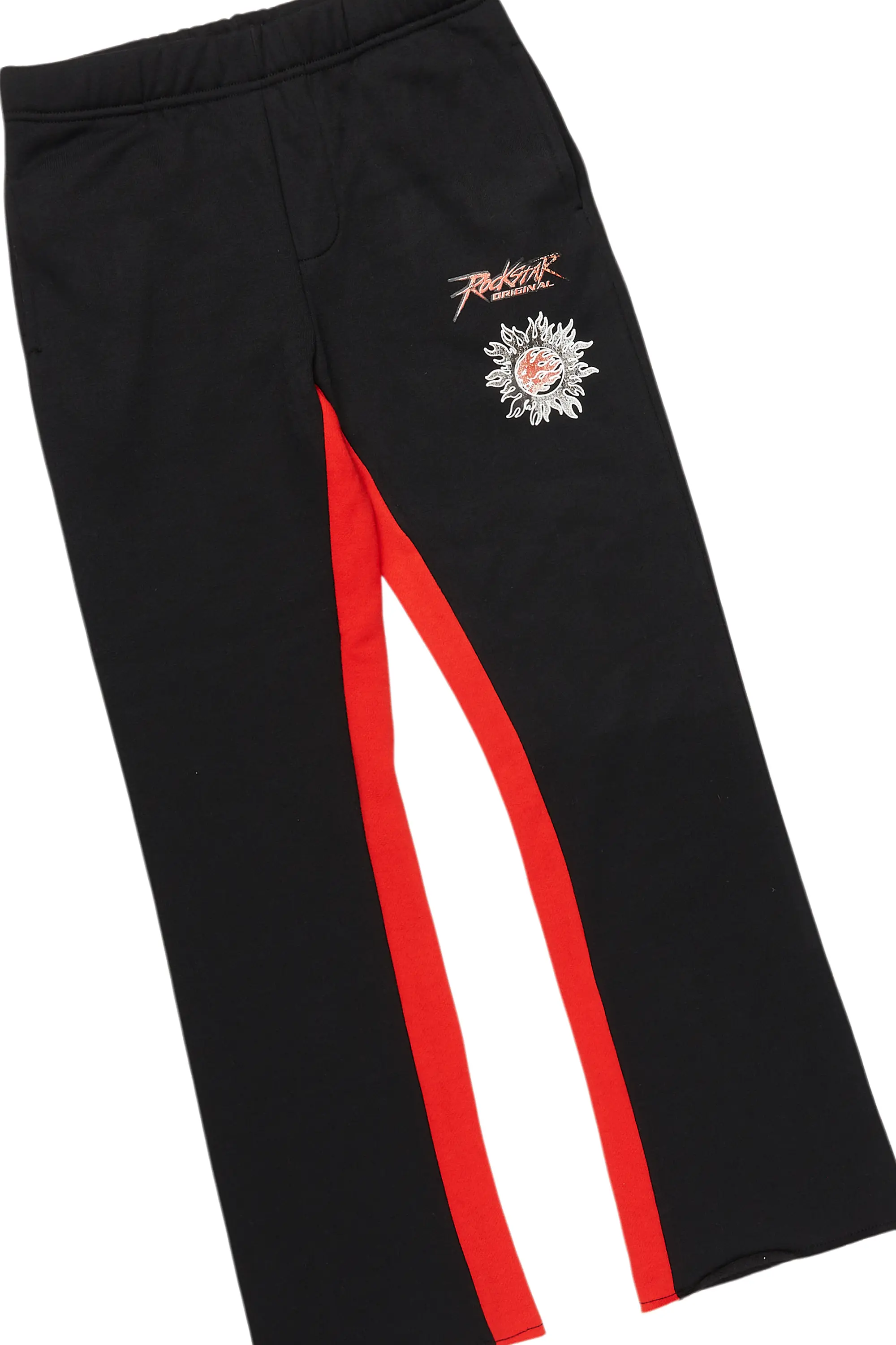 Boys Karlos Black Baggy Stacked Track Set - Image 3
