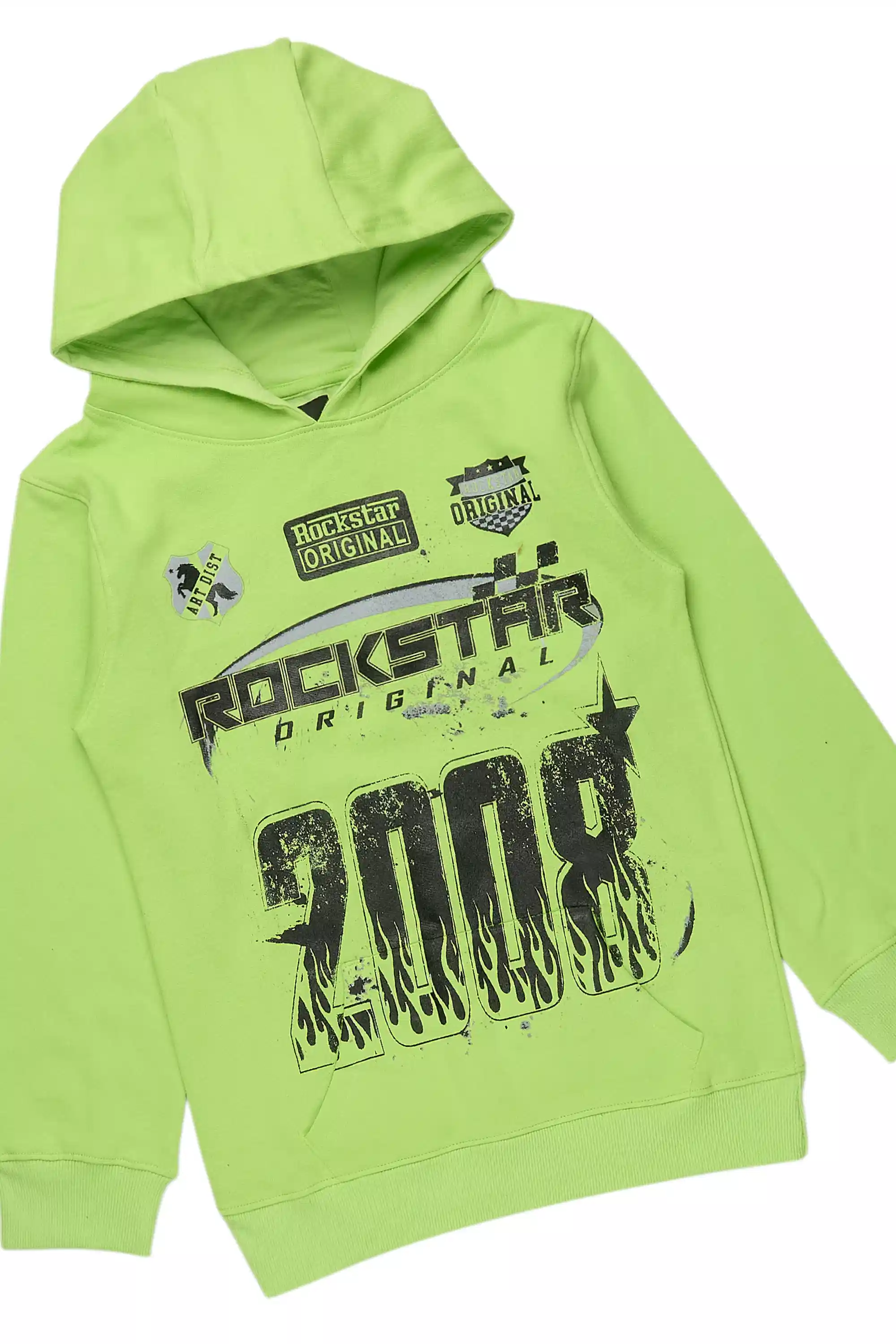 Boys Amos Neon Green/Black Stacked Track Set - Image 2