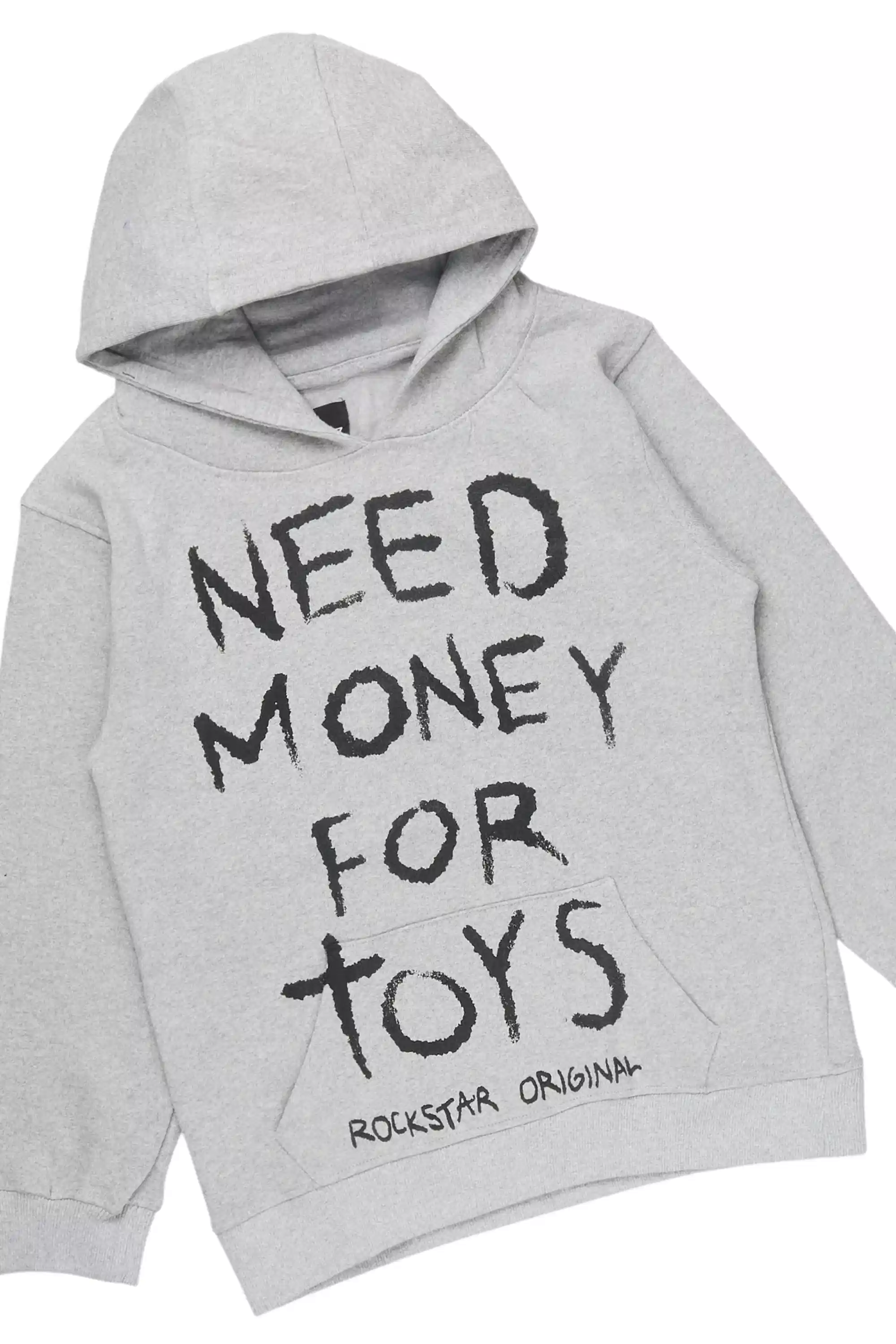 Boys M4 Toys Heather Grey/Black Hoodie/Stacked Flare Track Set - Image 2
