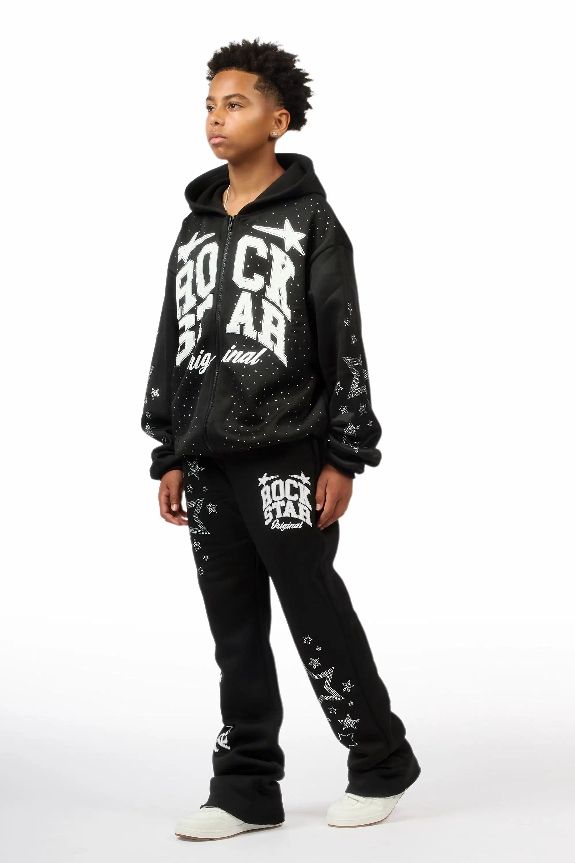 Boys Flaveyo Black/White Rhinestone Stacked Track Set - Image 5