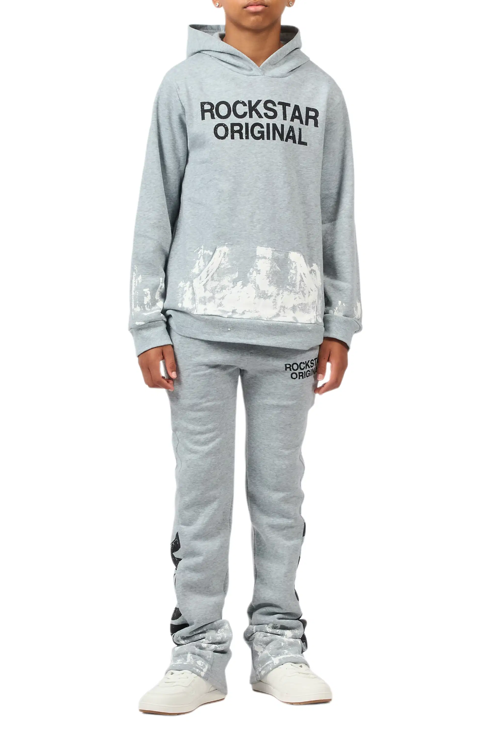Boys Deniska Heather Grey/Black Hoodie Track Pant Set - Image 9