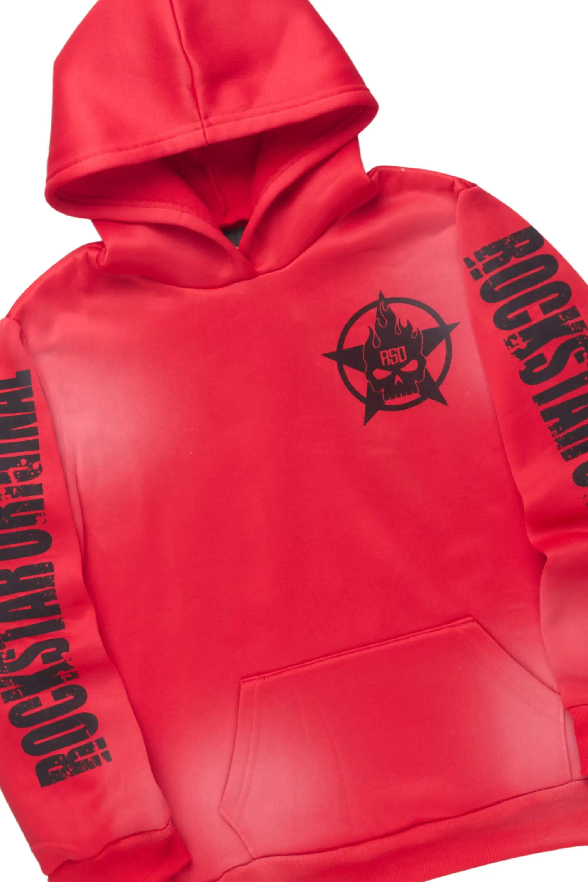 Boys Keve Red Hoodie Stacked Track Pant Set - Image 2
