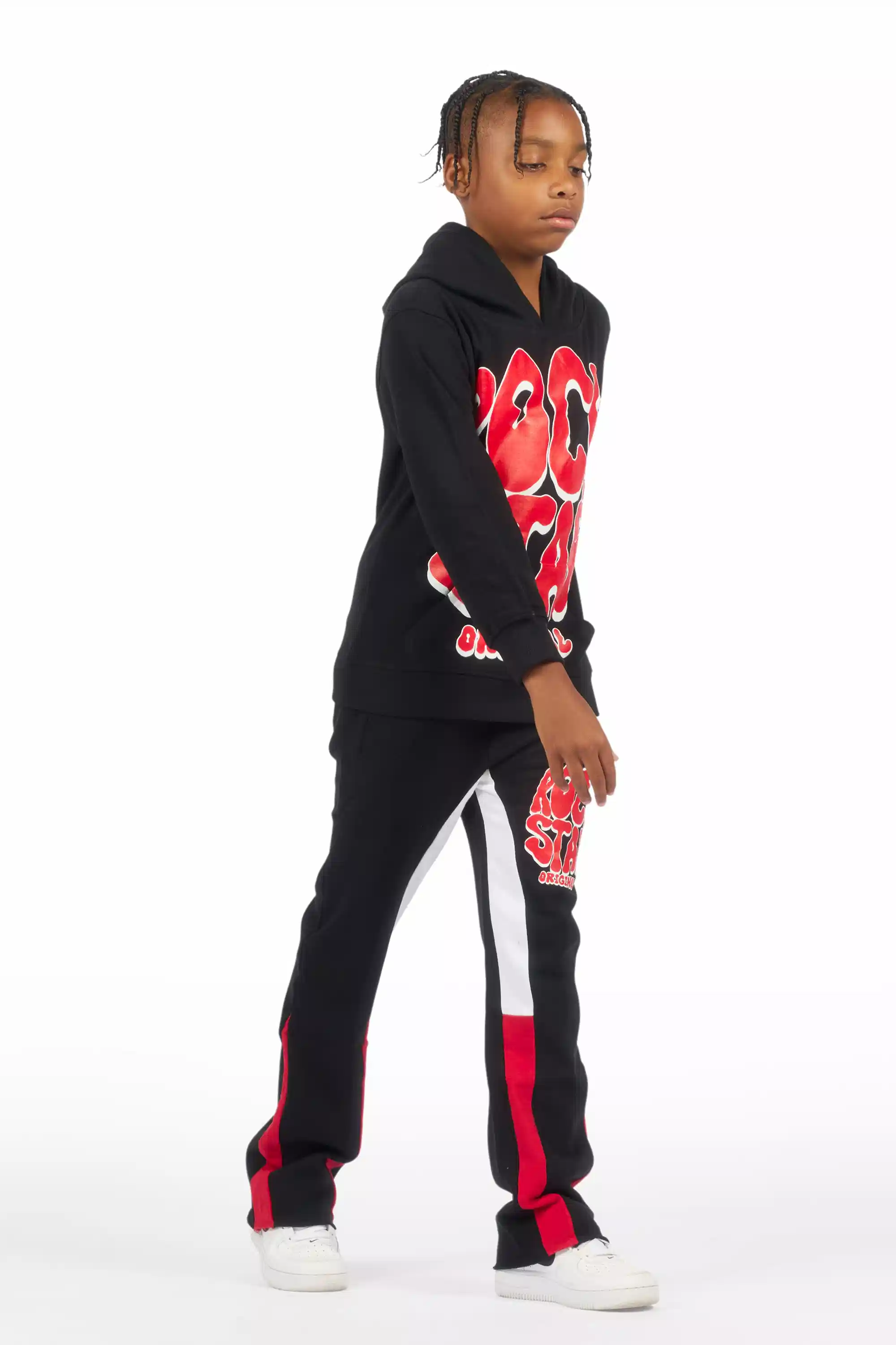 Boys Warblen Black/Red Stacked Flare Track Set - Image 3