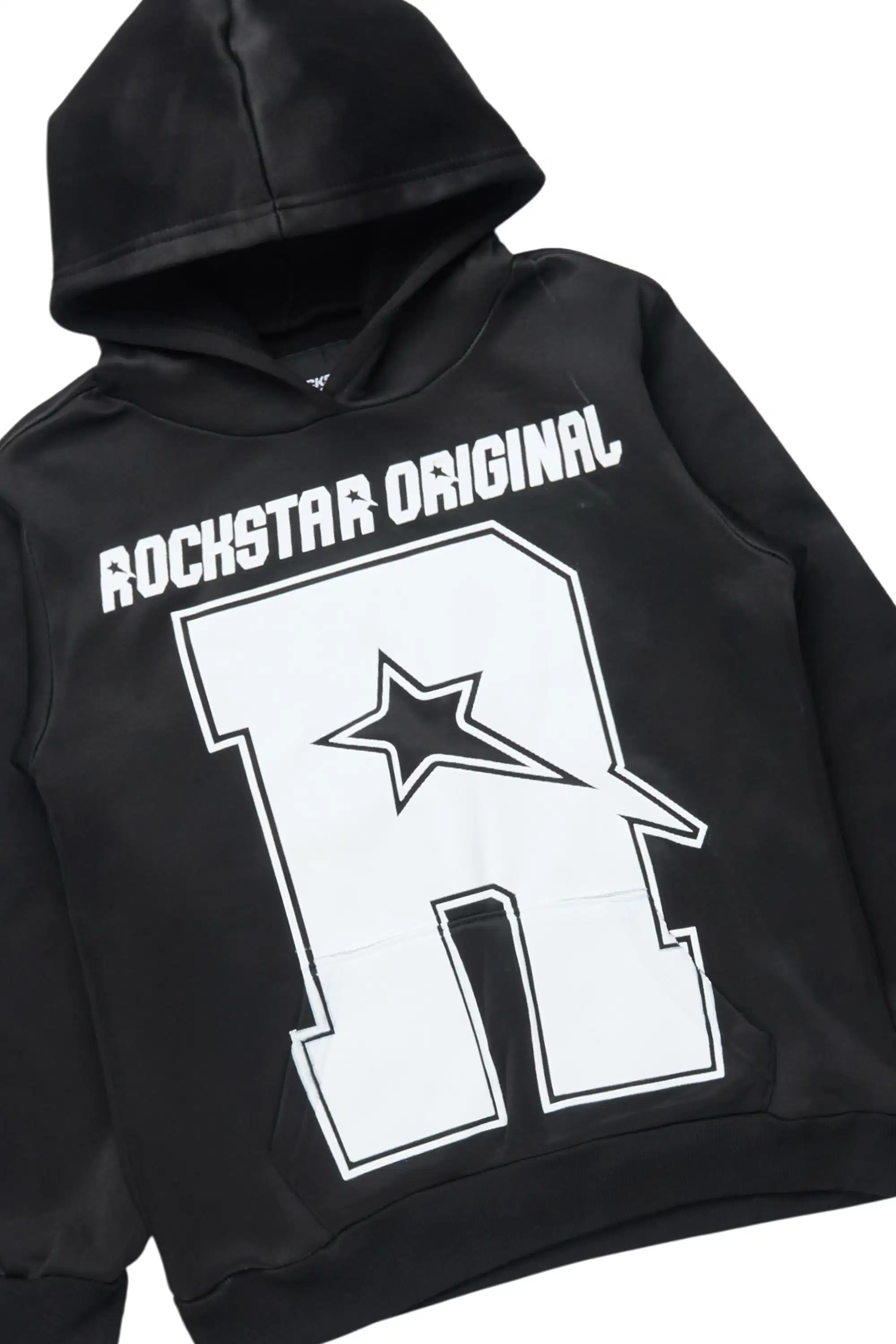 Boys Skender Black/White Hoodie/Stacked Flare Track Set - Image 2
