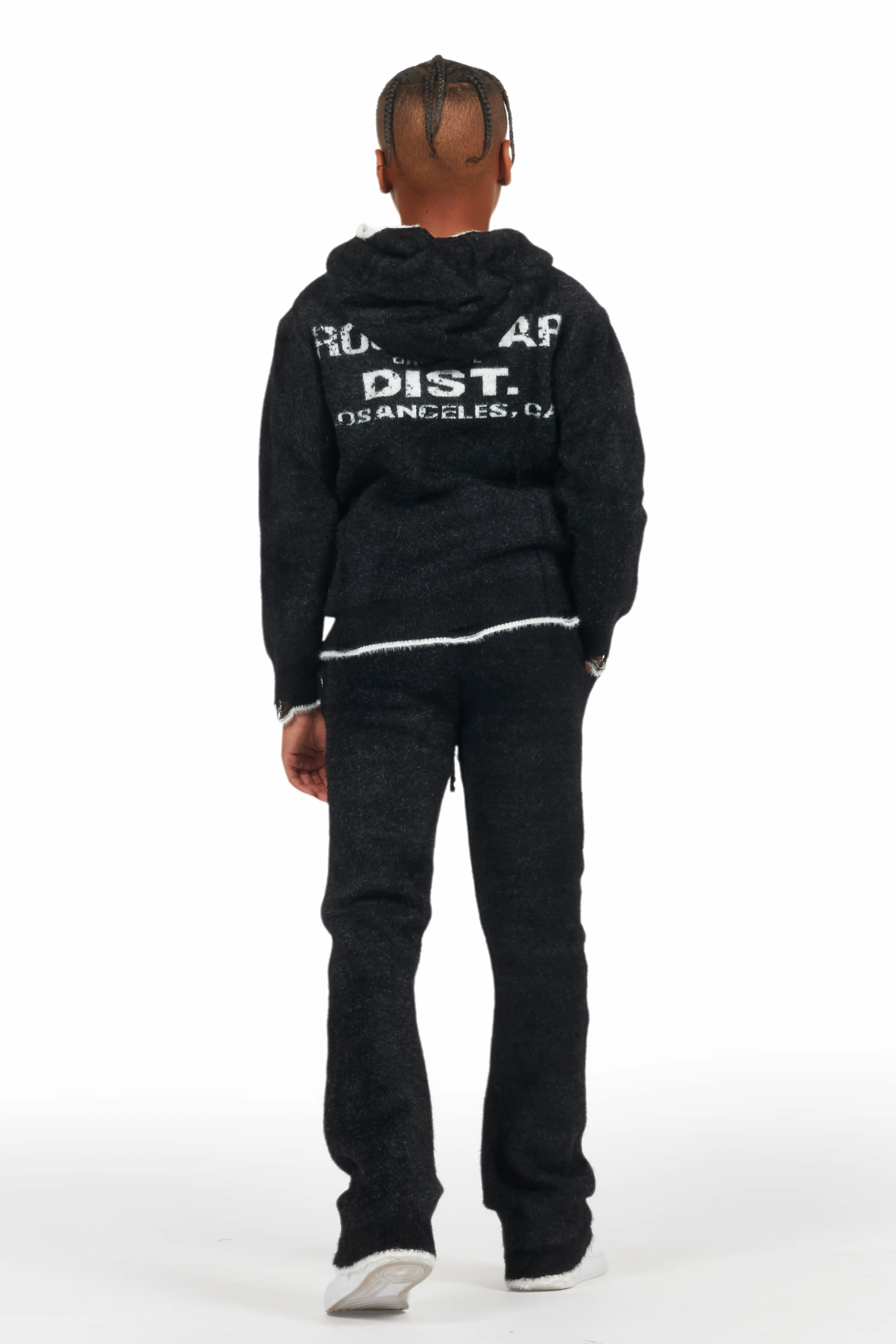 Boys Lake Black Stacked Flare Knit Track Set - Image 4
