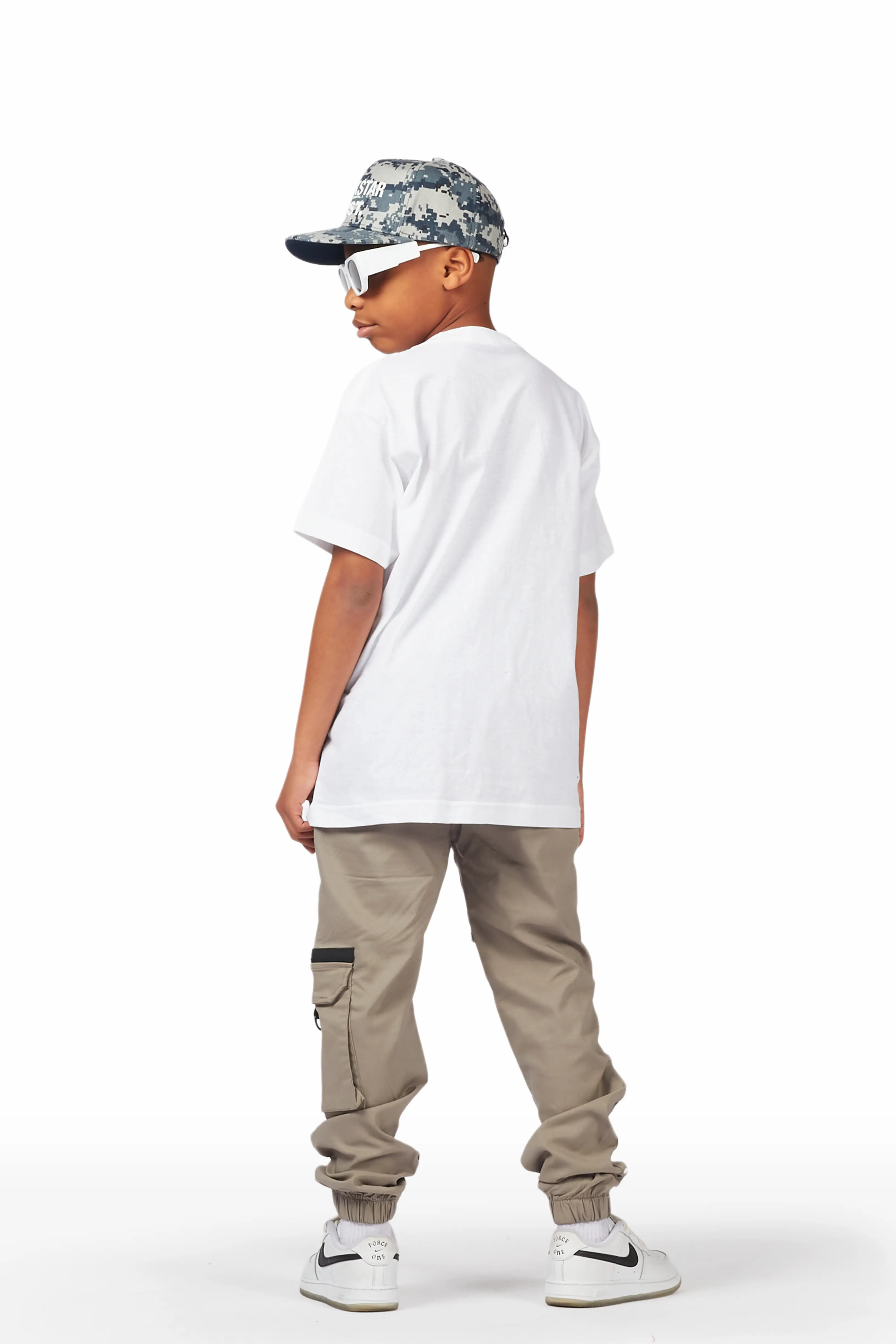 Boys Xanti White/Grey T-Shirt Cargo Pant Set - Image 5