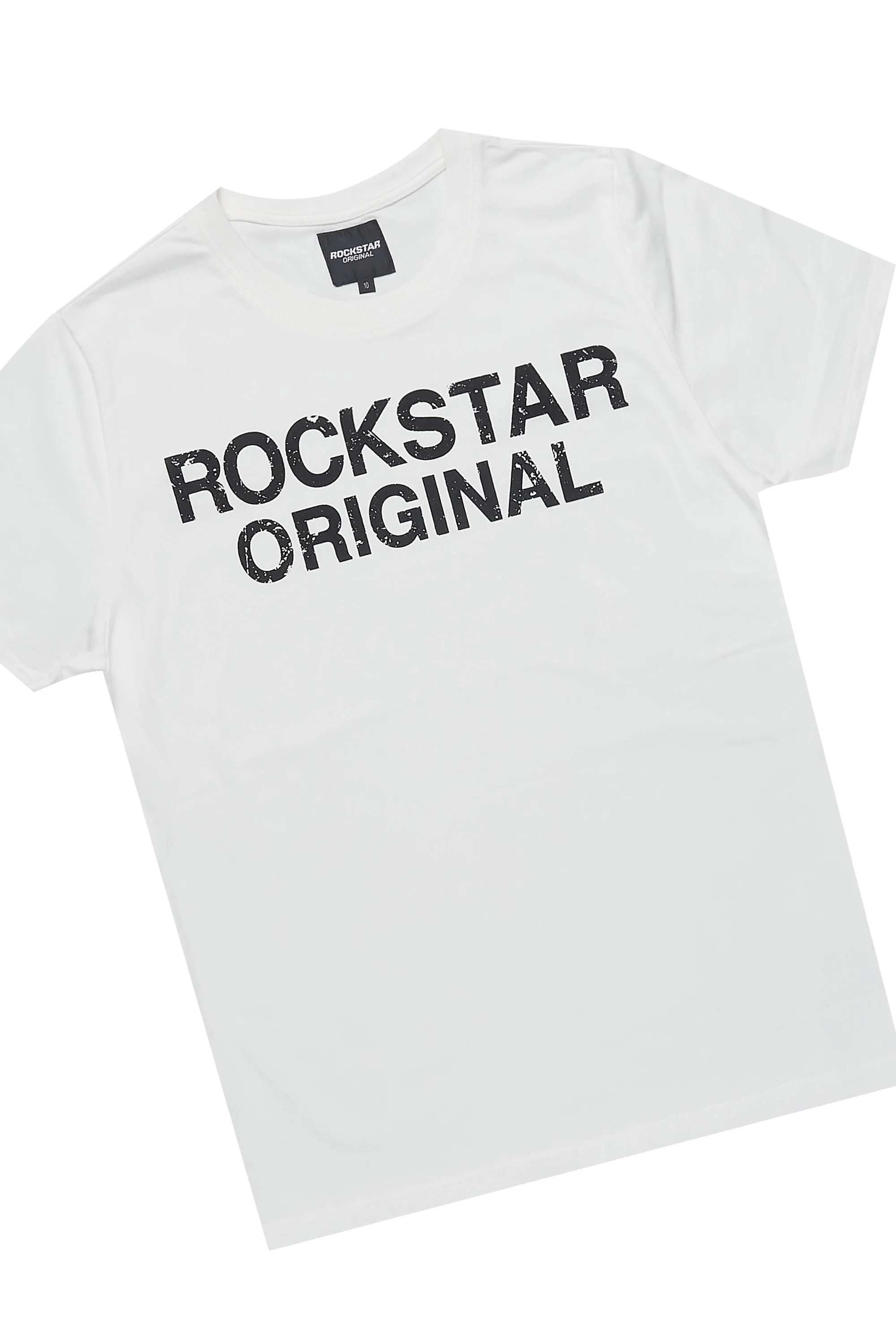 Boys Deniska White/Heather Grey T-Shirt Baggy Stacked Flare Set - Image 2