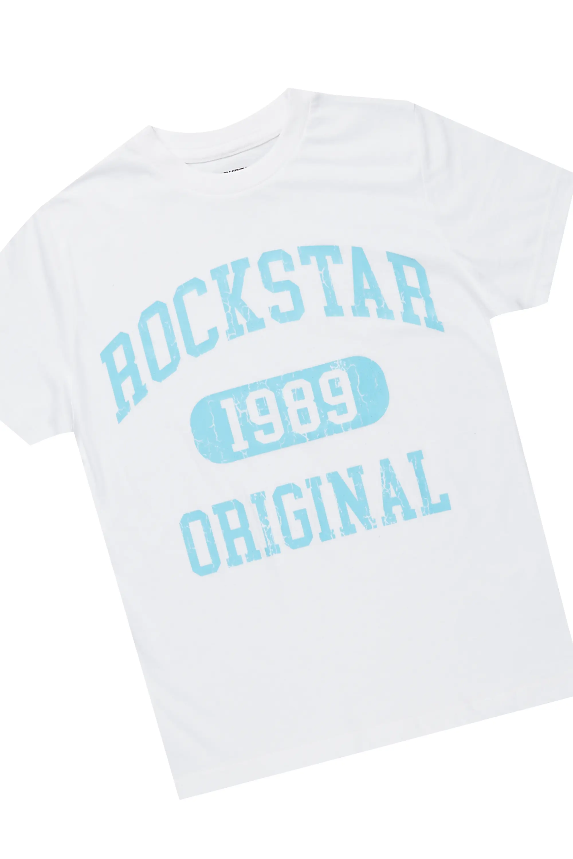 Boys Members White/Blue T-Shirt/Short Set - Image 2