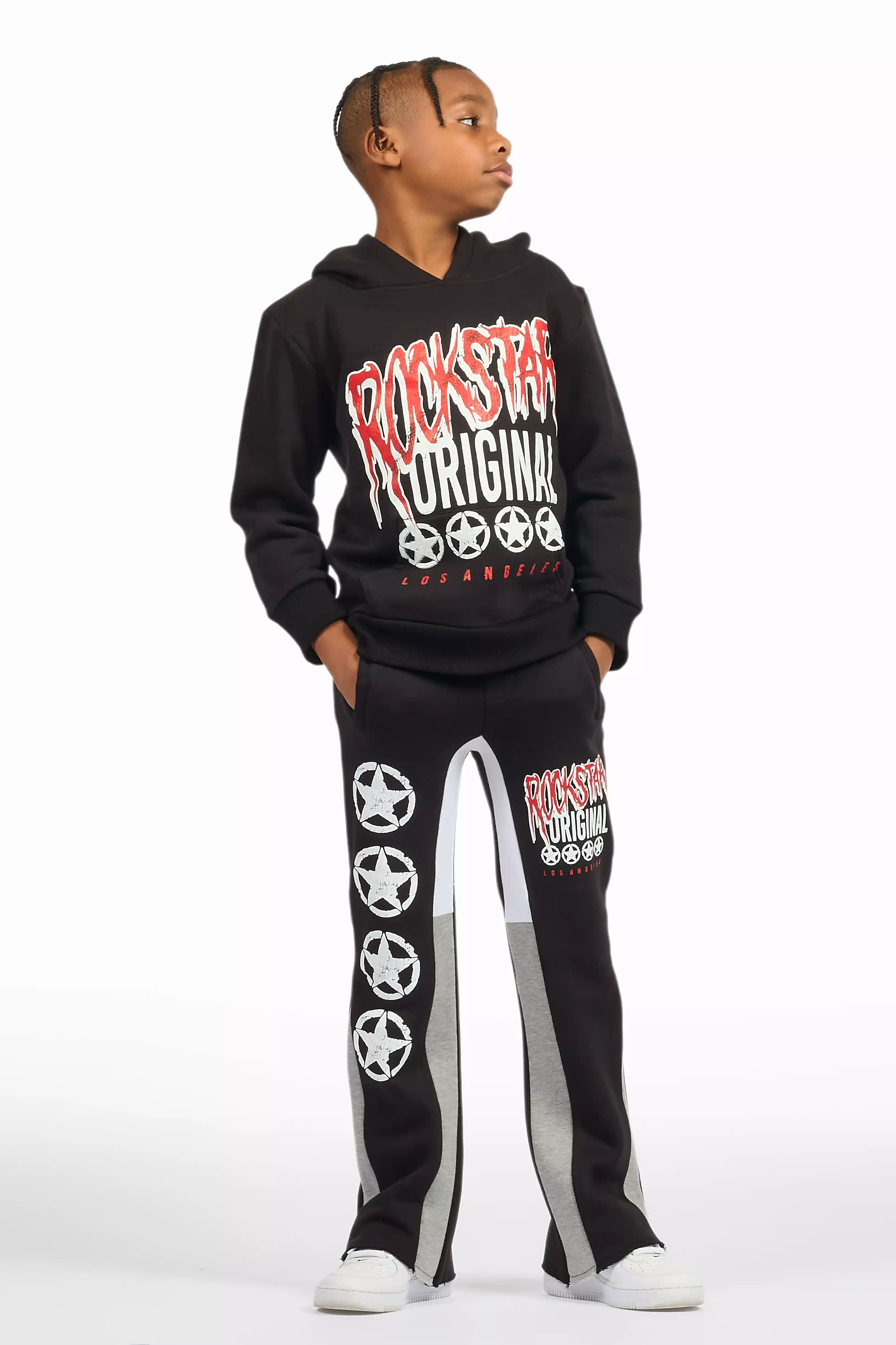 Boys Wizzurd Black/Grey Stacked Flare Track Set - Image 13