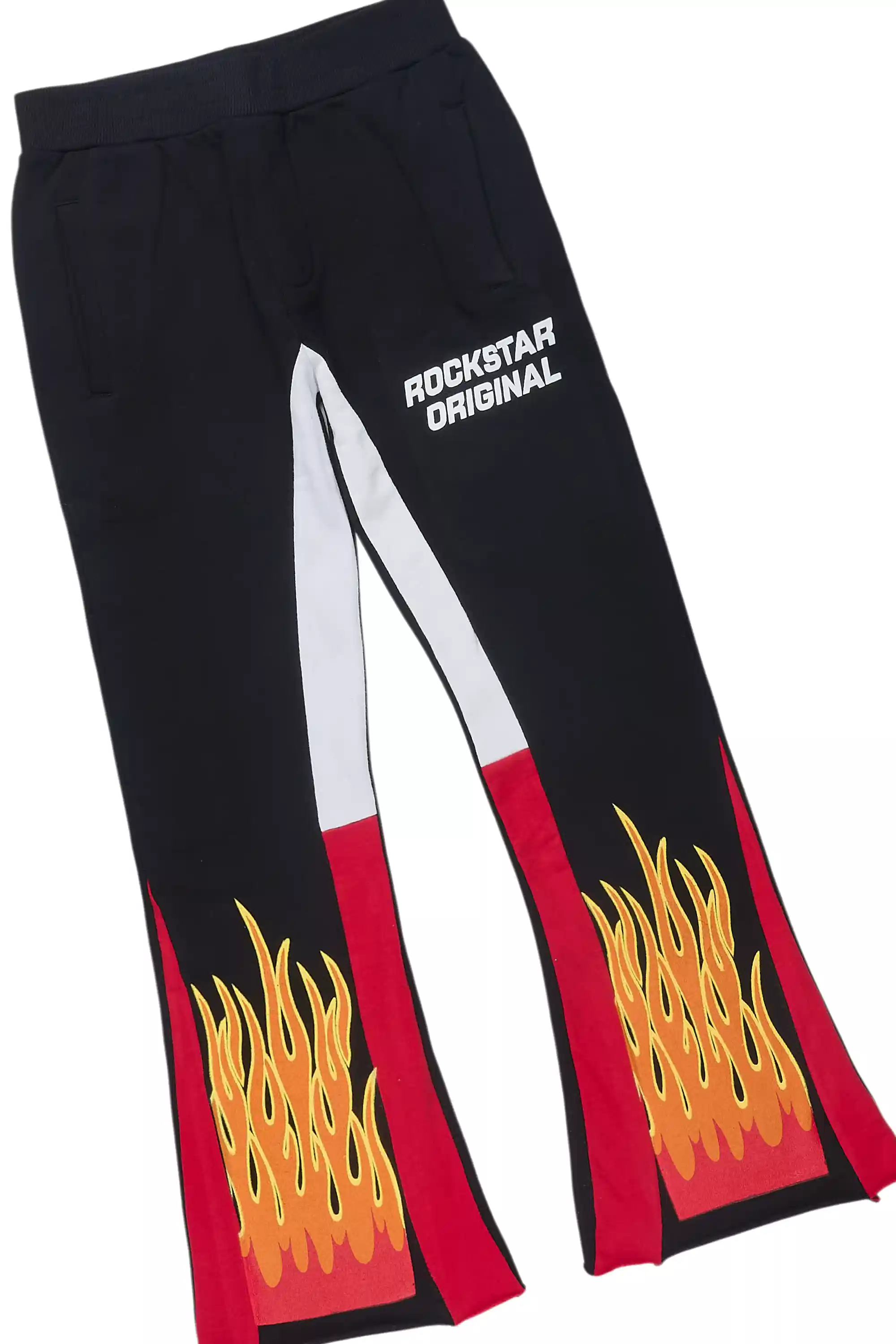 Boys Roeland Black/Red Stacked Flare Pant Set - Image 9