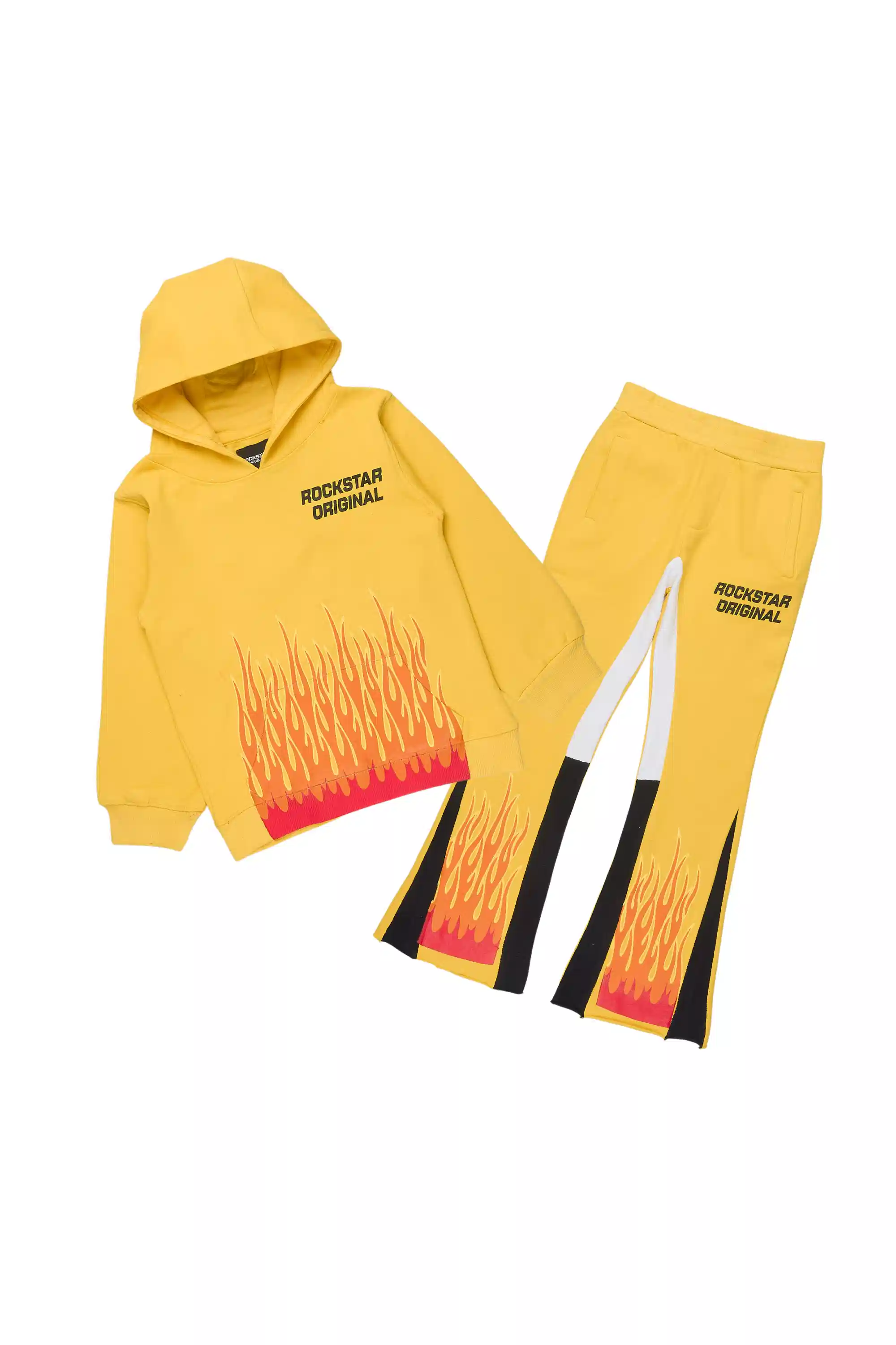 Boys Roeland Yellow/Red Stacked Flare Pant Set - Image 2