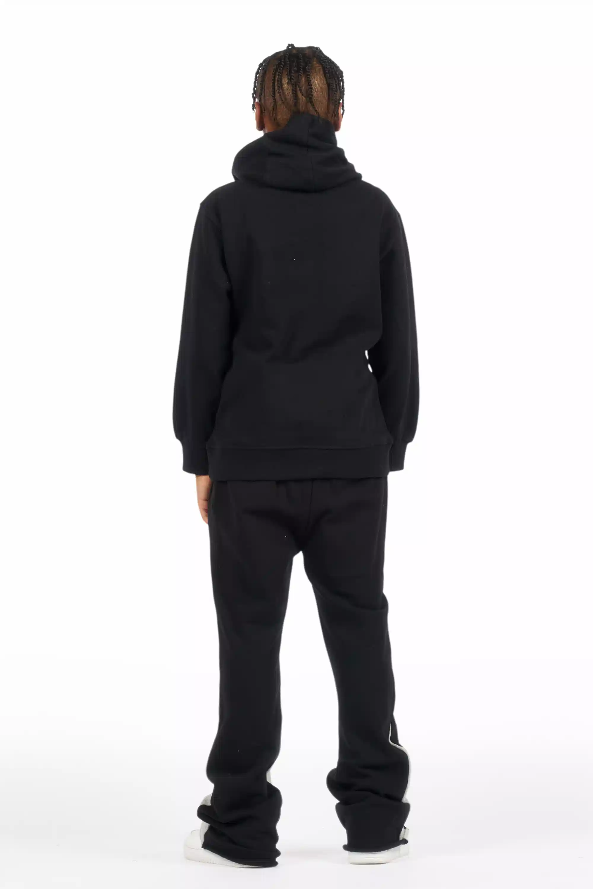 Boys Beau Black/Yellow Hoodie Stacked Flare Track Set - Image 4