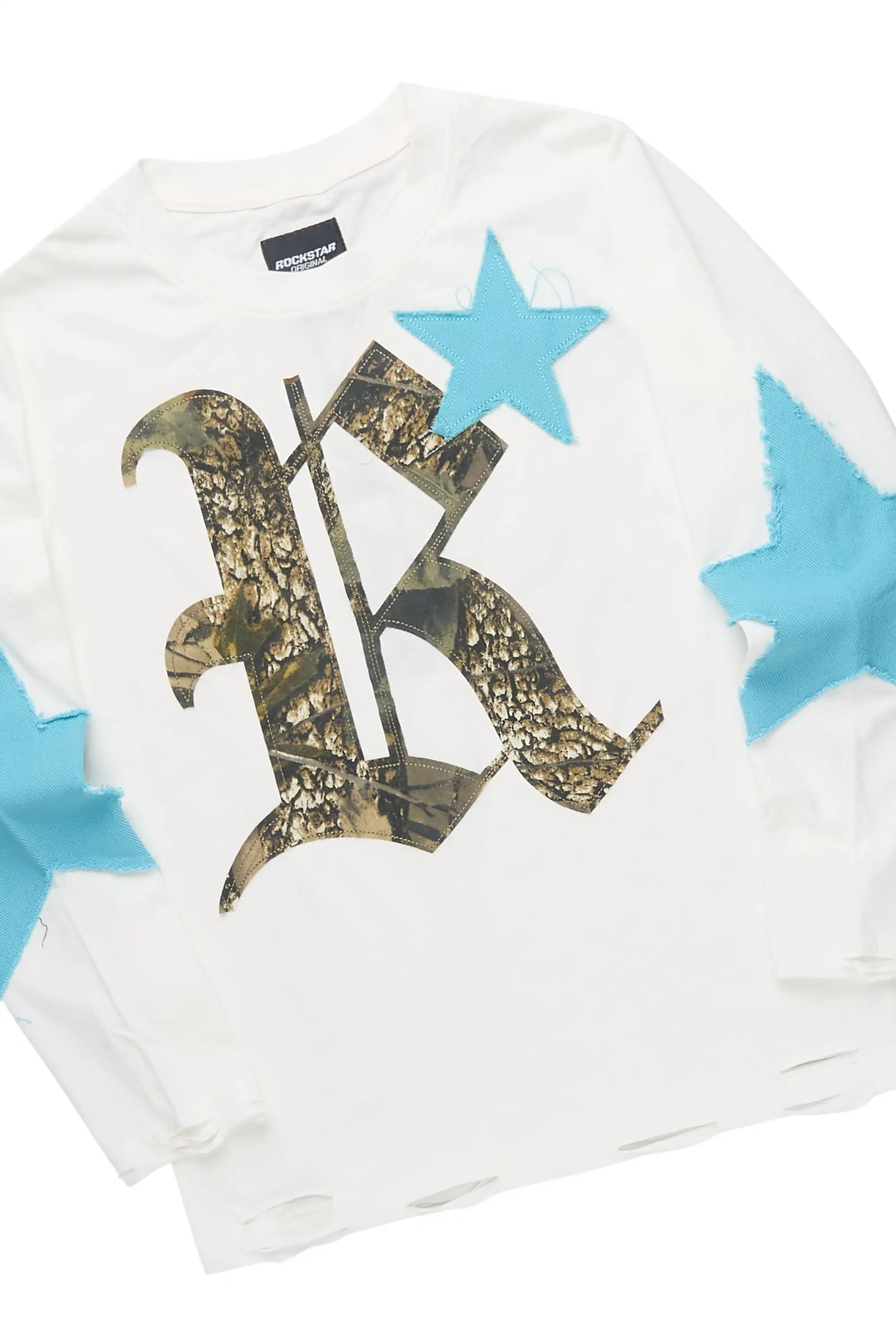 Boys Delgaro White/Light Blue Long Sleeve T-Shirt Track Set - Image 2