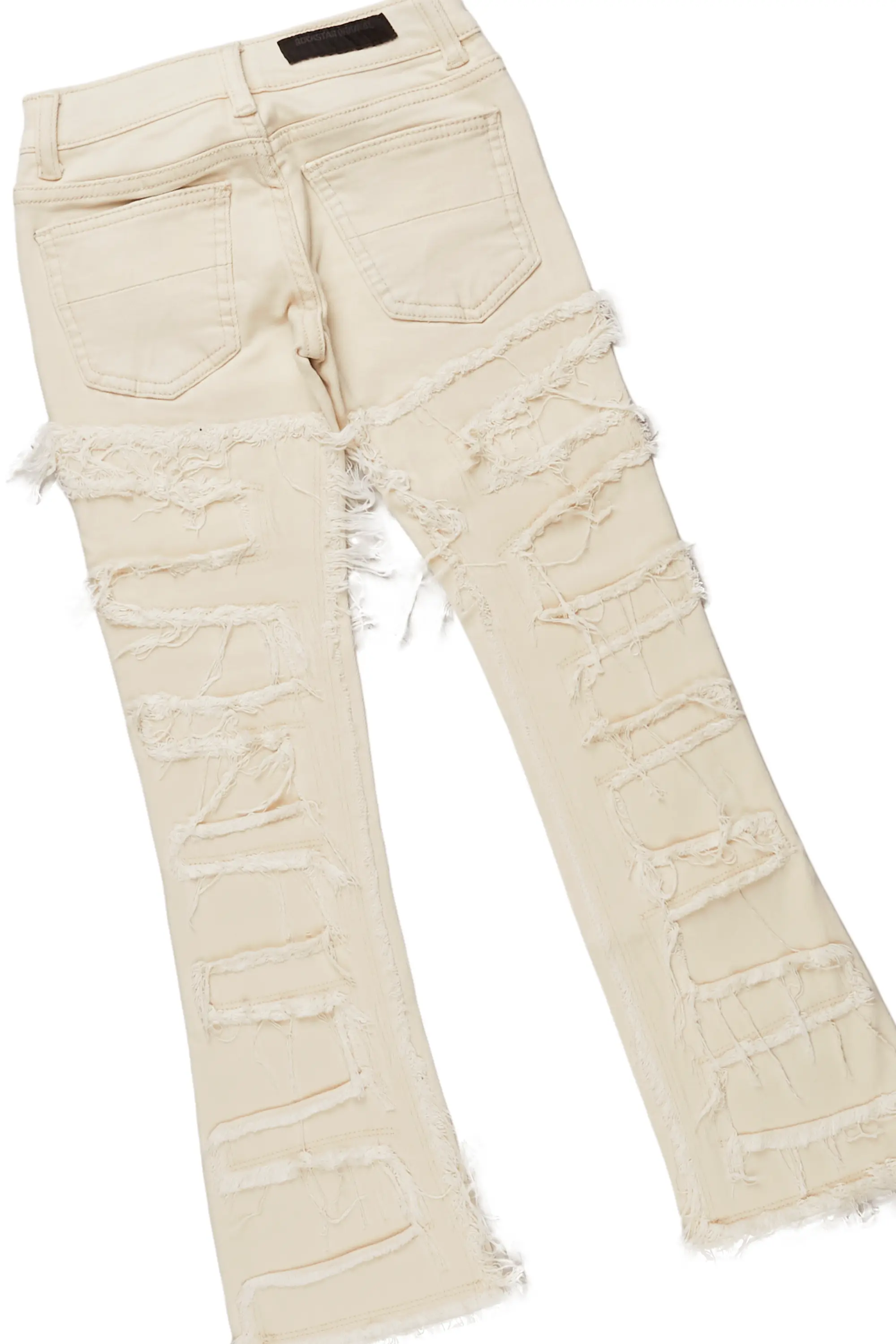 Girls Leira Vintage Beige Hoodie/Stacked Flare Jean Set - Image 4