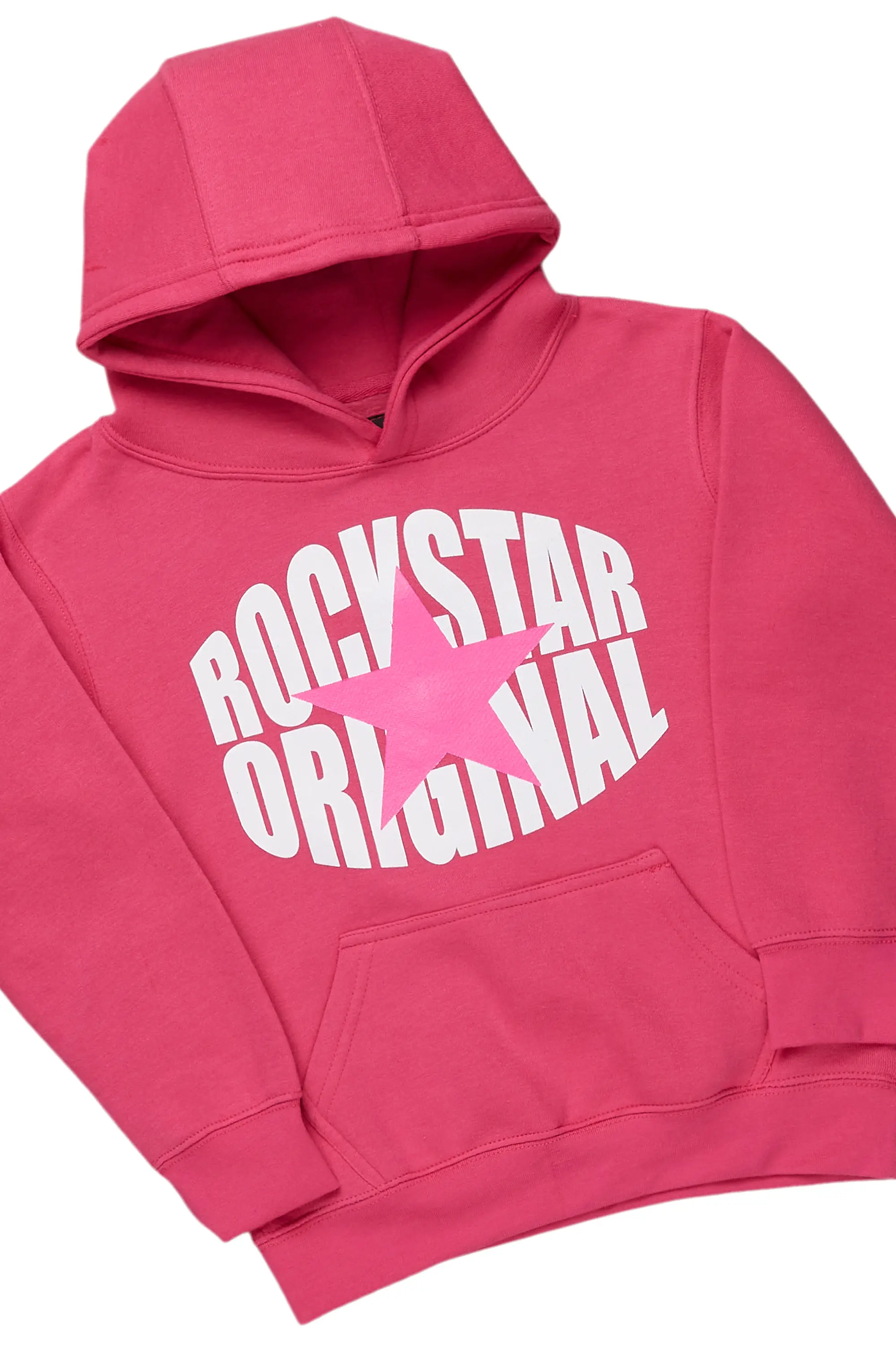 Girls Lucia Pink/Blue Hoodie/Stacked Flare Jean Set - Image 2