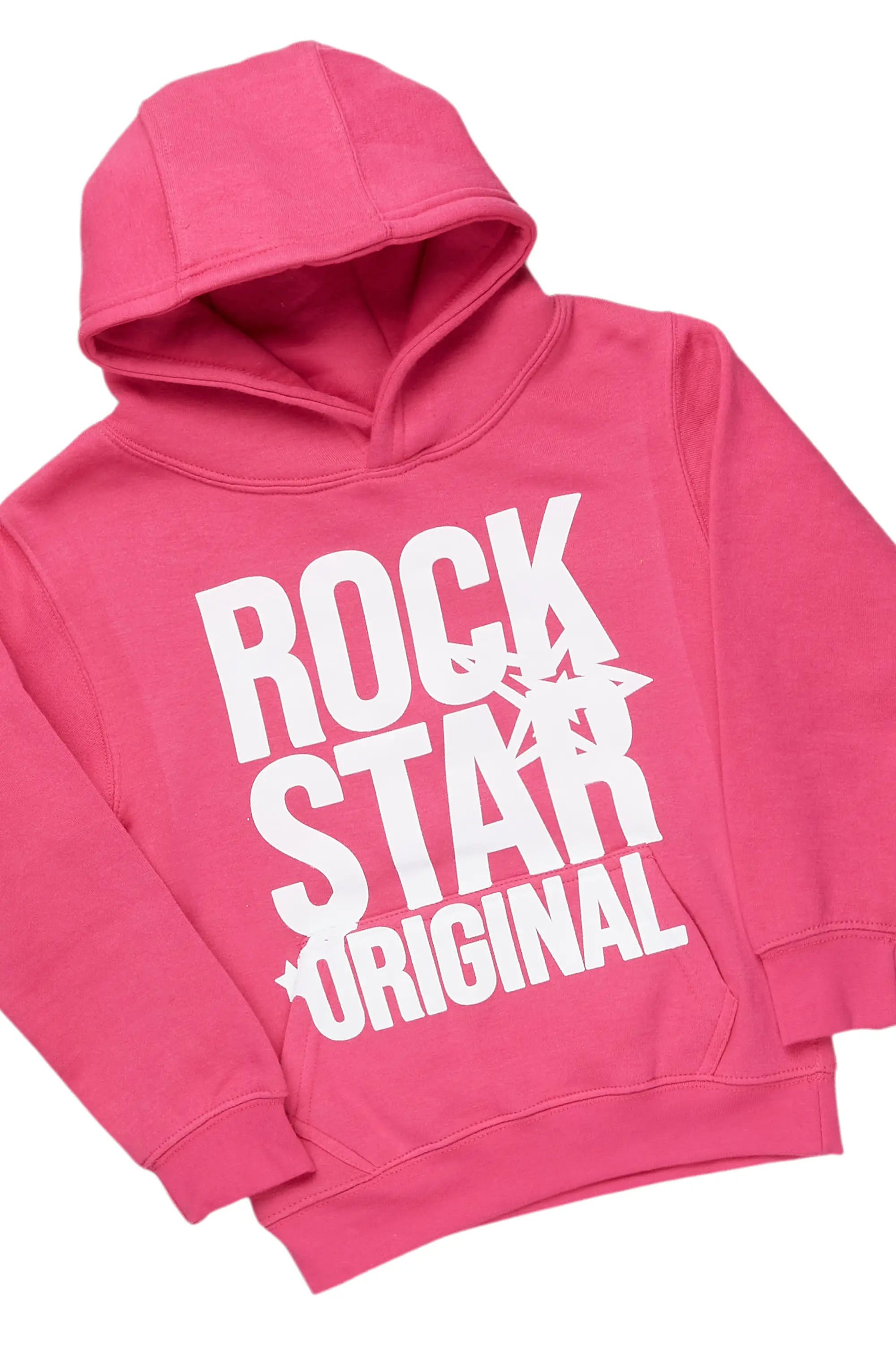 Girls Melanie Grey/Pink Hoodie/Stacked Flare Jean Set - Image 2