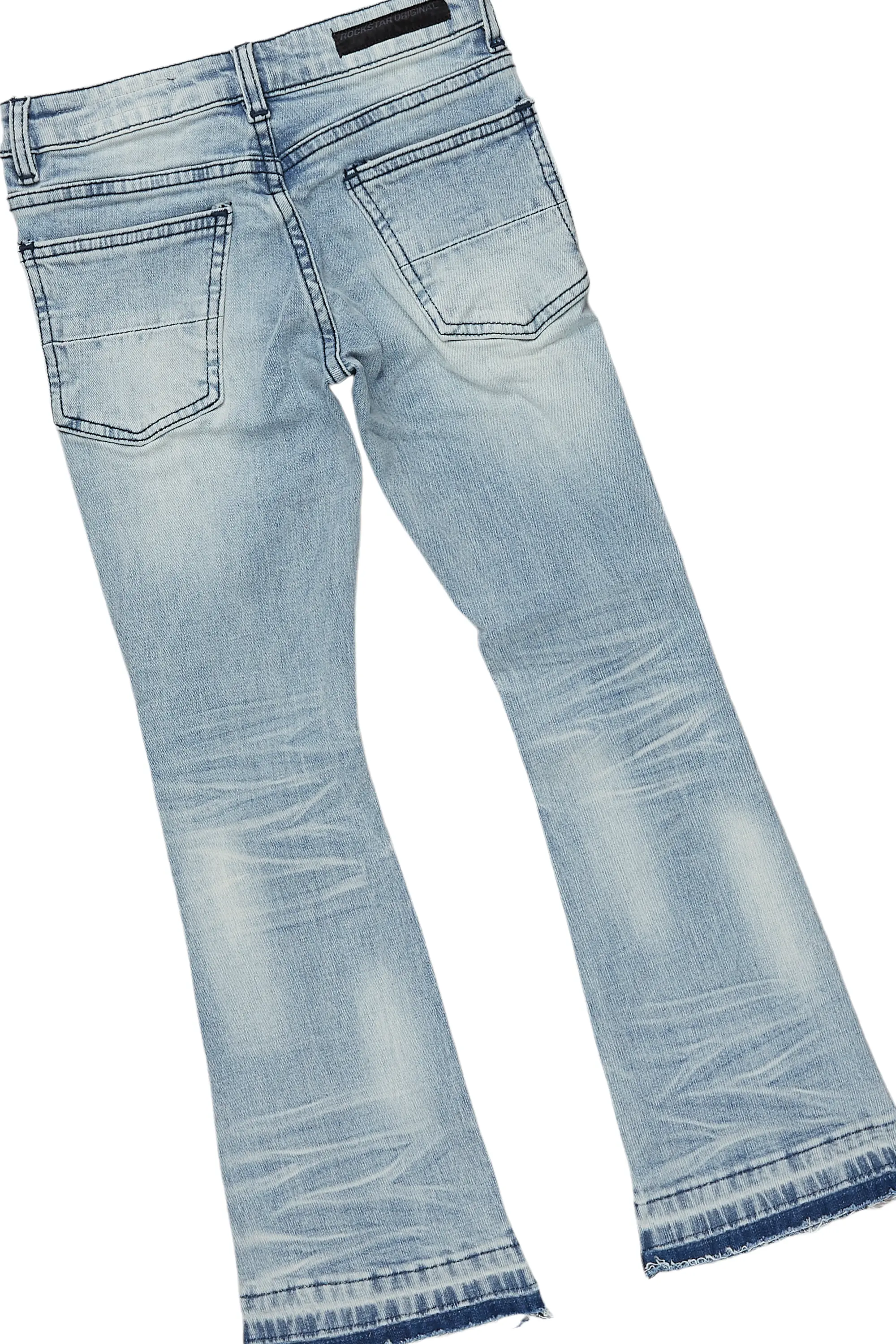 Girls Melanie Red/Blue Hoodie/Stacked Flare Jean Set - Image 4