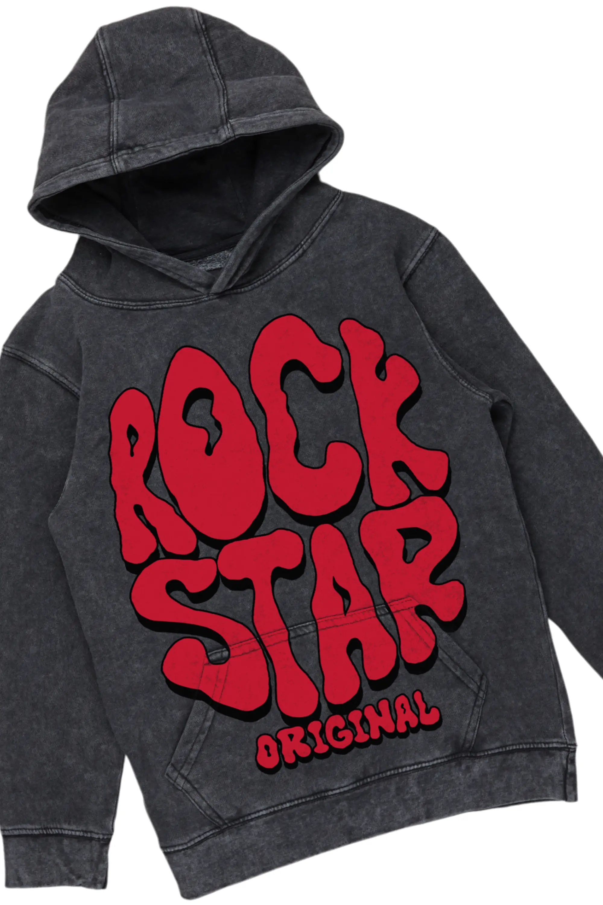 Girls Cass Vintage Black Hoodie/Stacked Flare Jean Set - Image 2