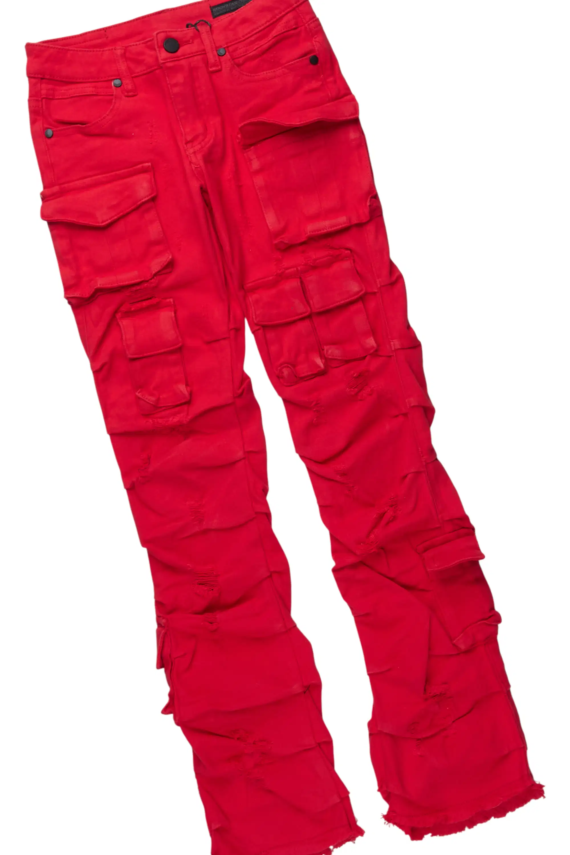Girls Palmira Black Hoodie & Gentry Red Stacked Jean Set - Image 3