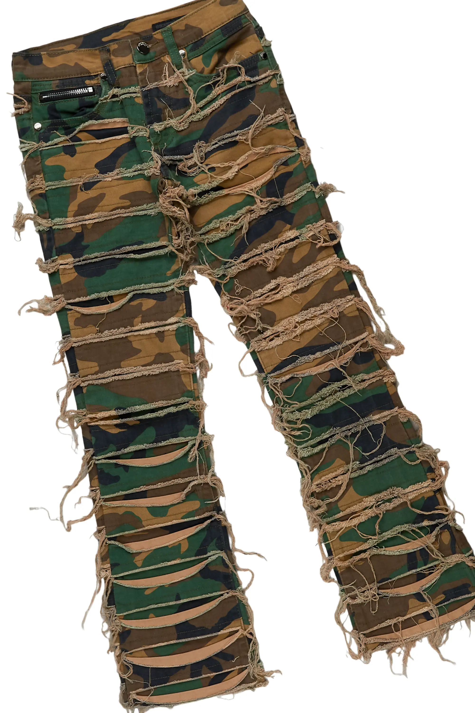 Girls Emma Beige/Camo T-Shirt/Stacked Flare Jean Set - Image 6