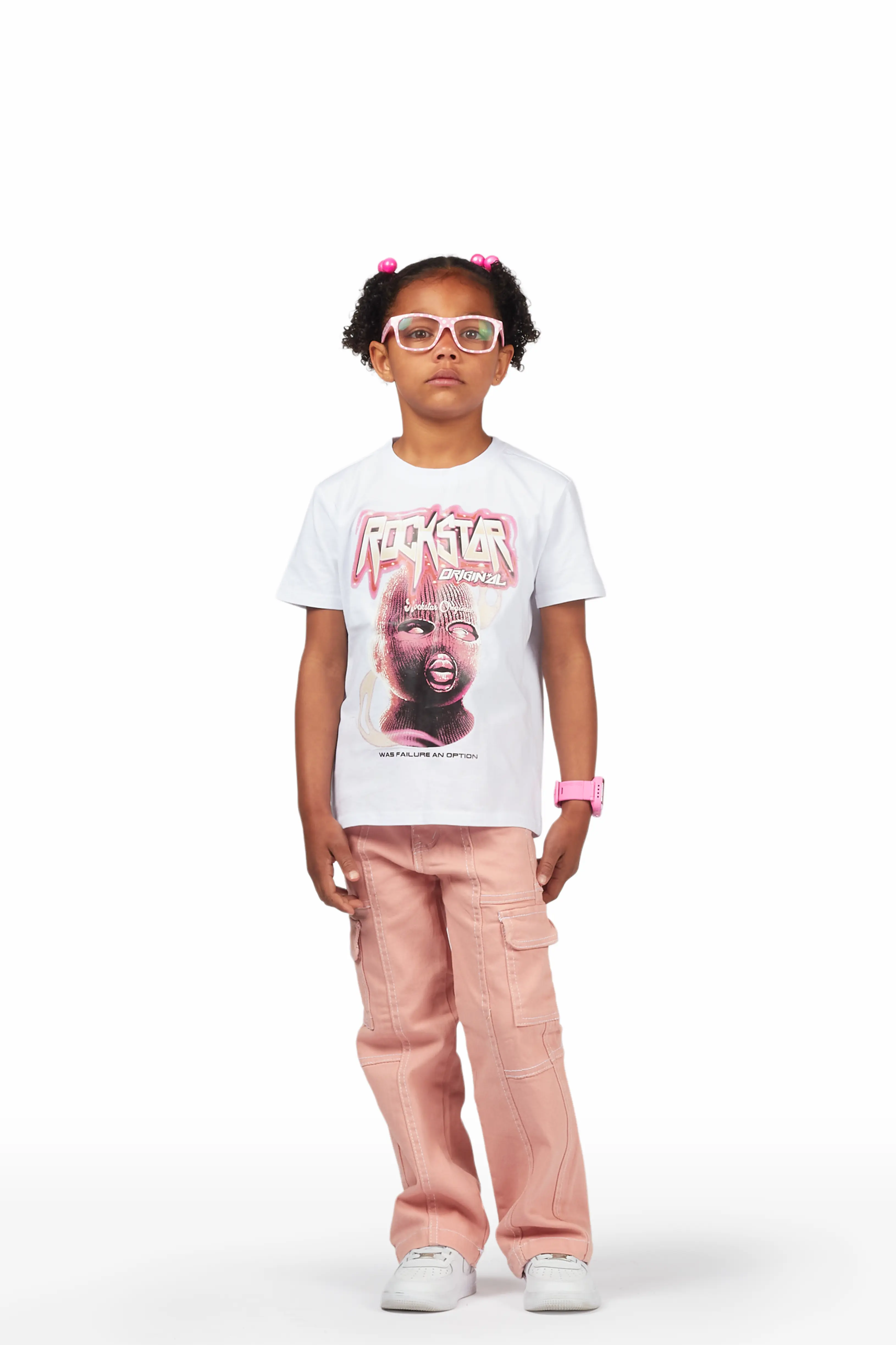 Girls Karasi White/Pink T-Shirt/Jean Set - Image 3