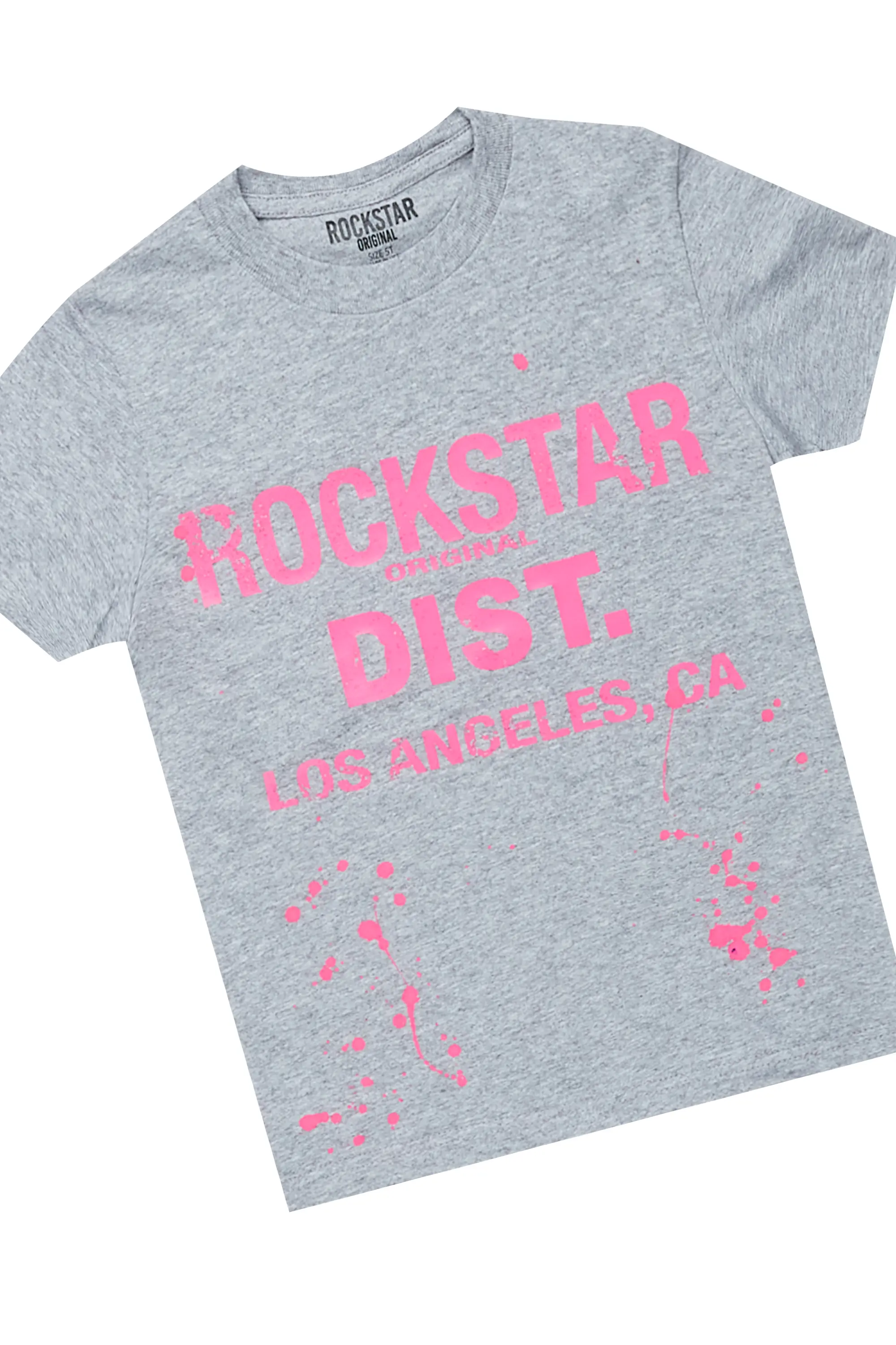 Girls Genie Grey/Blue T-Shirt/Stacked Flare Jean Set - Image 6