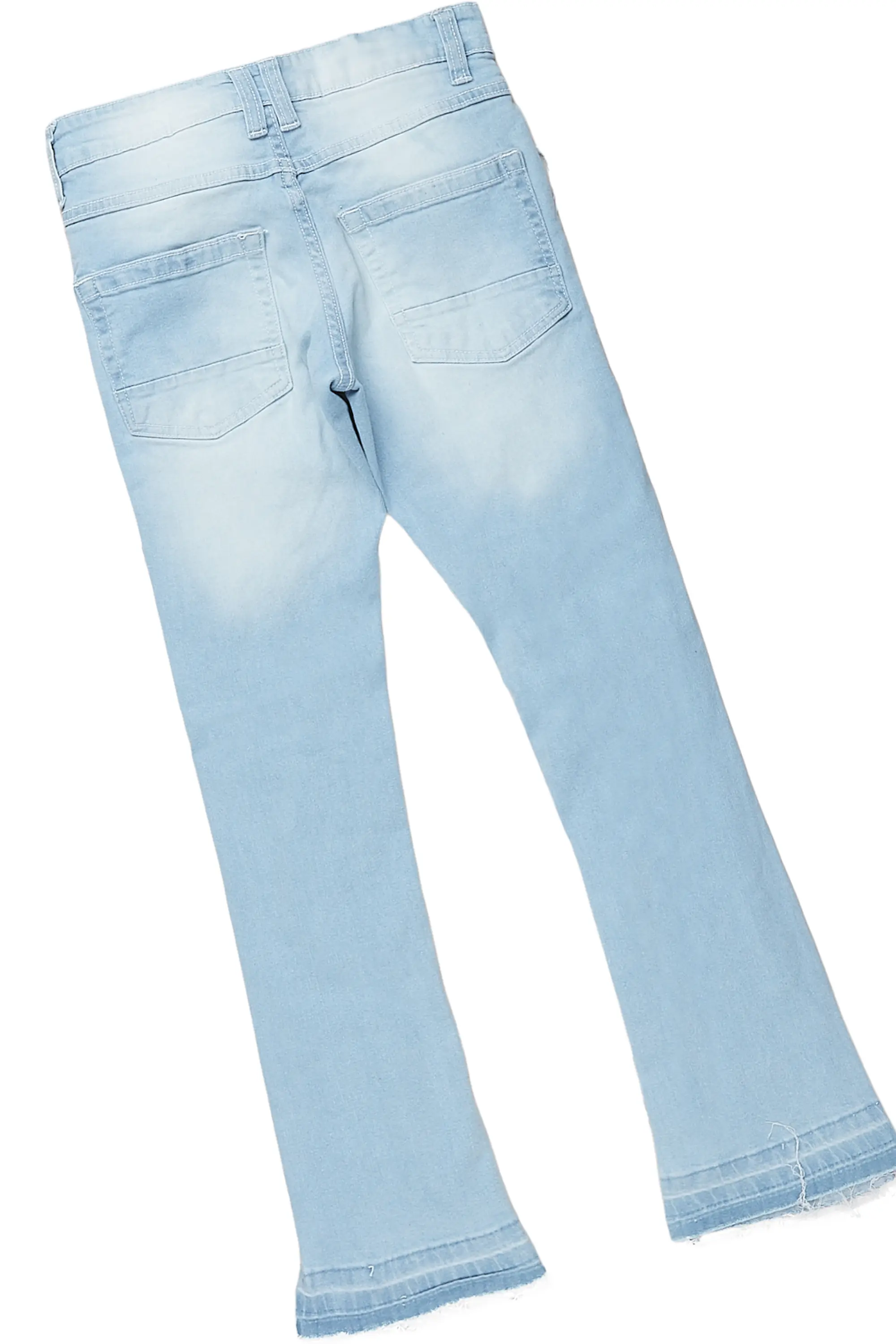 Girls Genie Grey/Blue T-Shirt/Stacked Flare Jean Set - Image 8