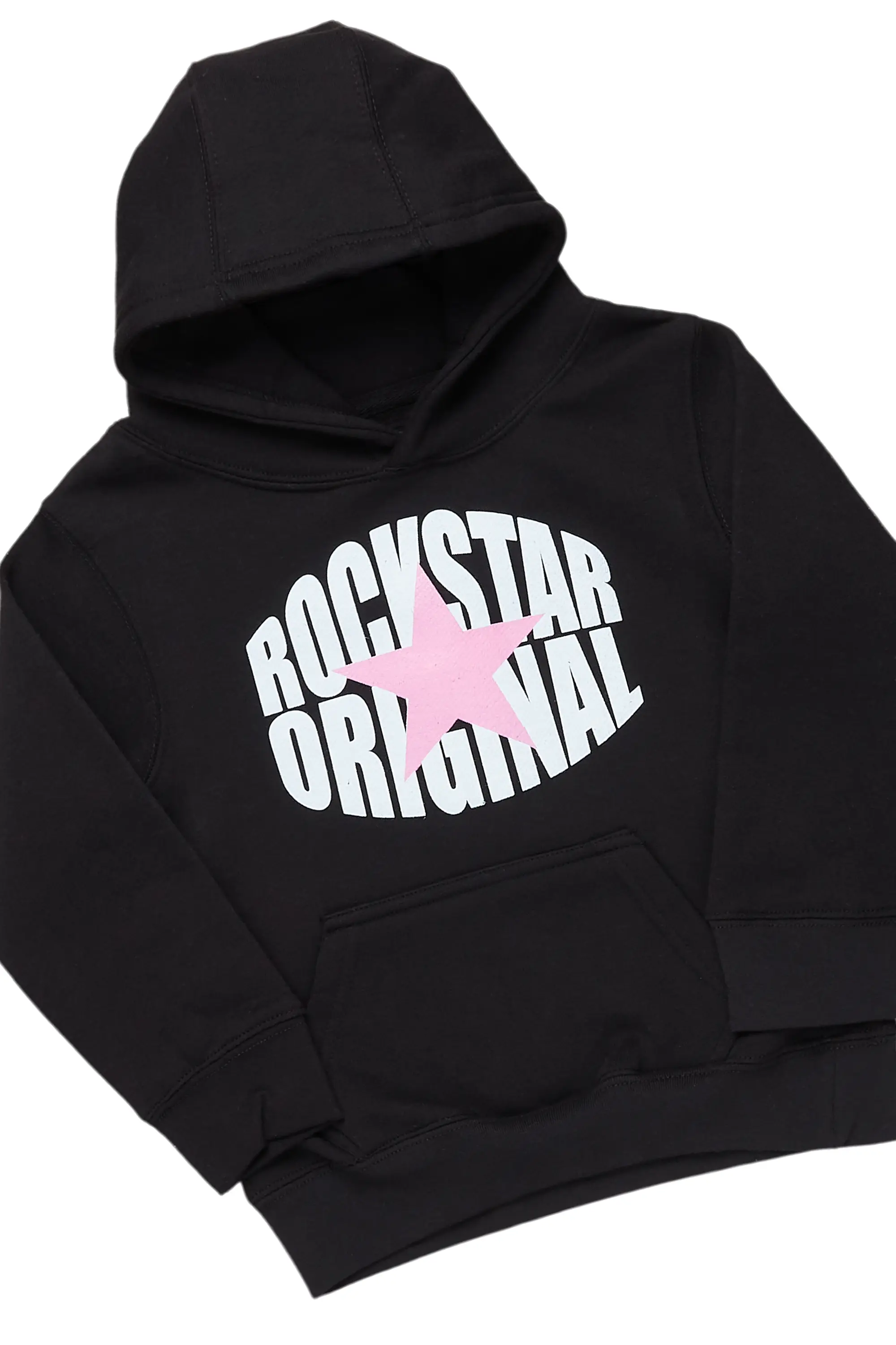 Girls Mia Black Tree Camo Hoodie/Stacked Flare Jean Set - Image 2