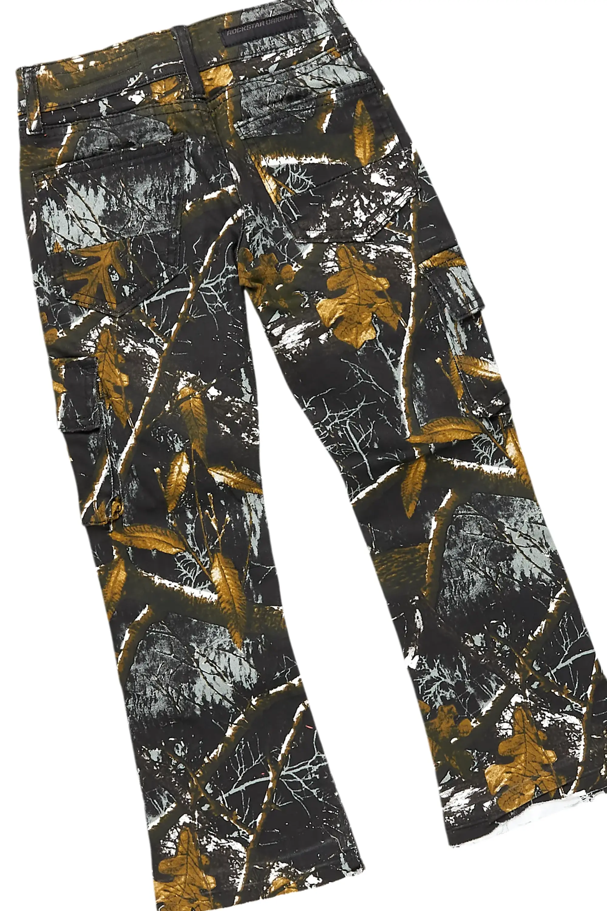 Girls Mia Black Tree Camo Hoodie/Stacked Flare Jean Set - Image 4