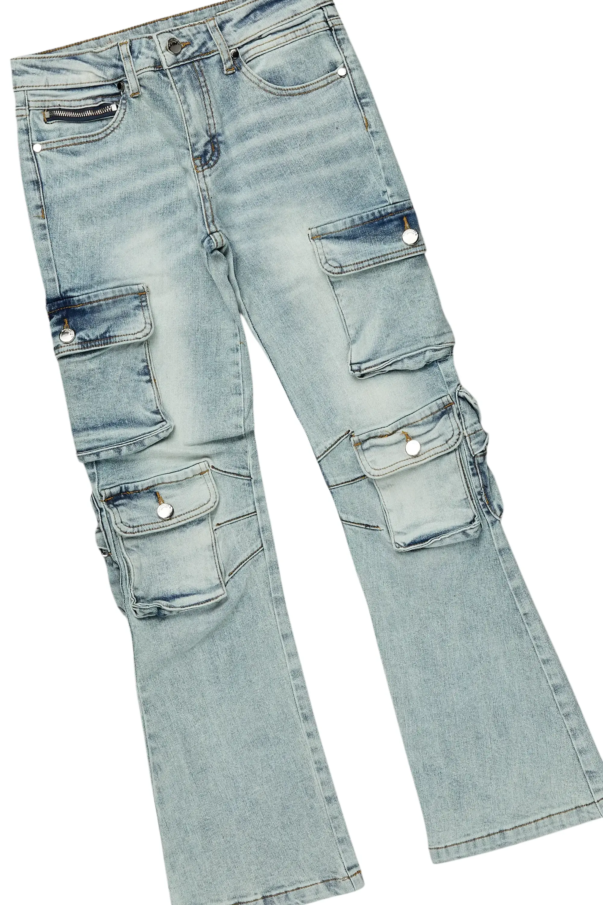 Girls Racing White T-Shirt/Baggy Fit Jean Set - Image 3