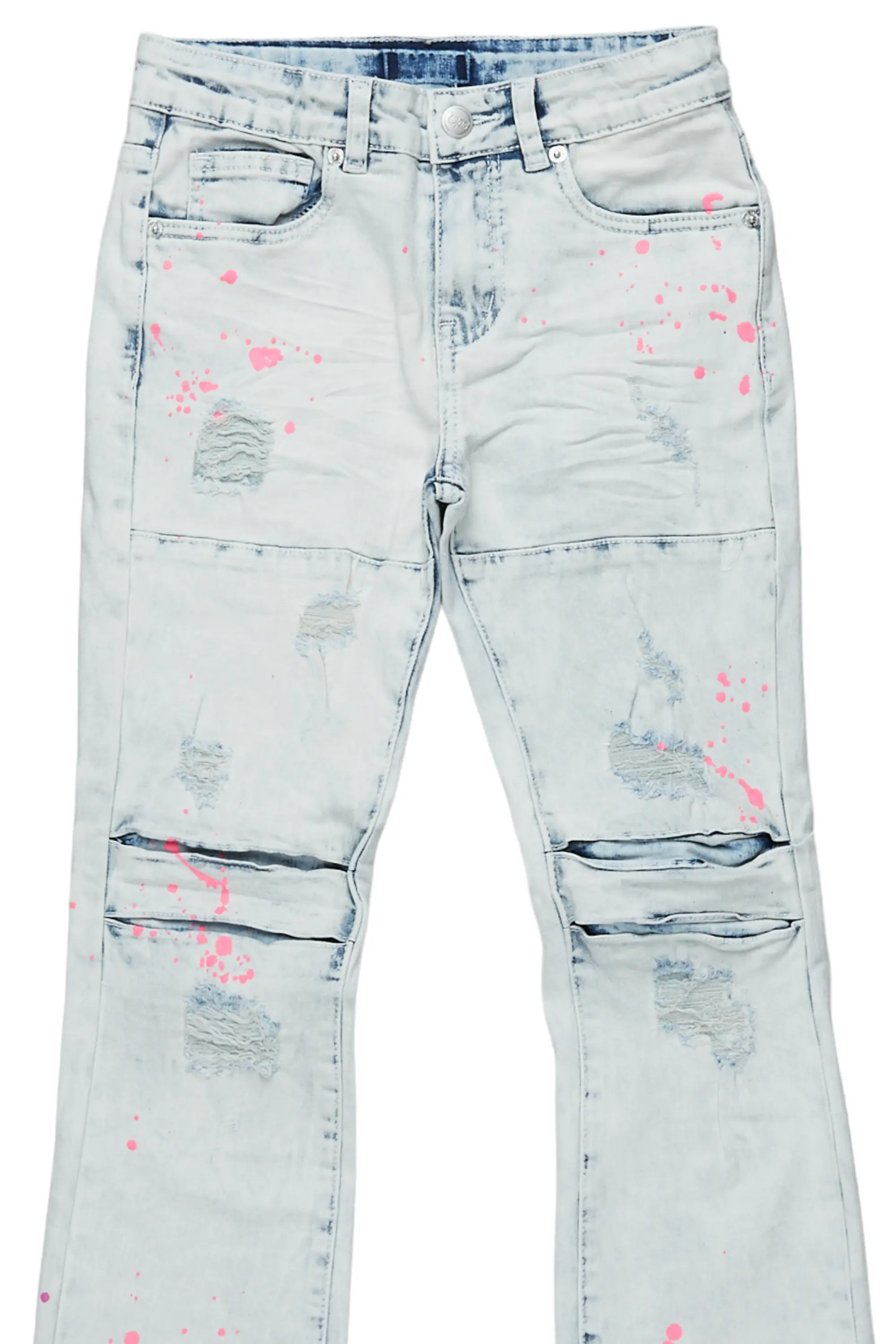 Girls Ibis Light Blue Painter Stacked Flare Jean - Image 2