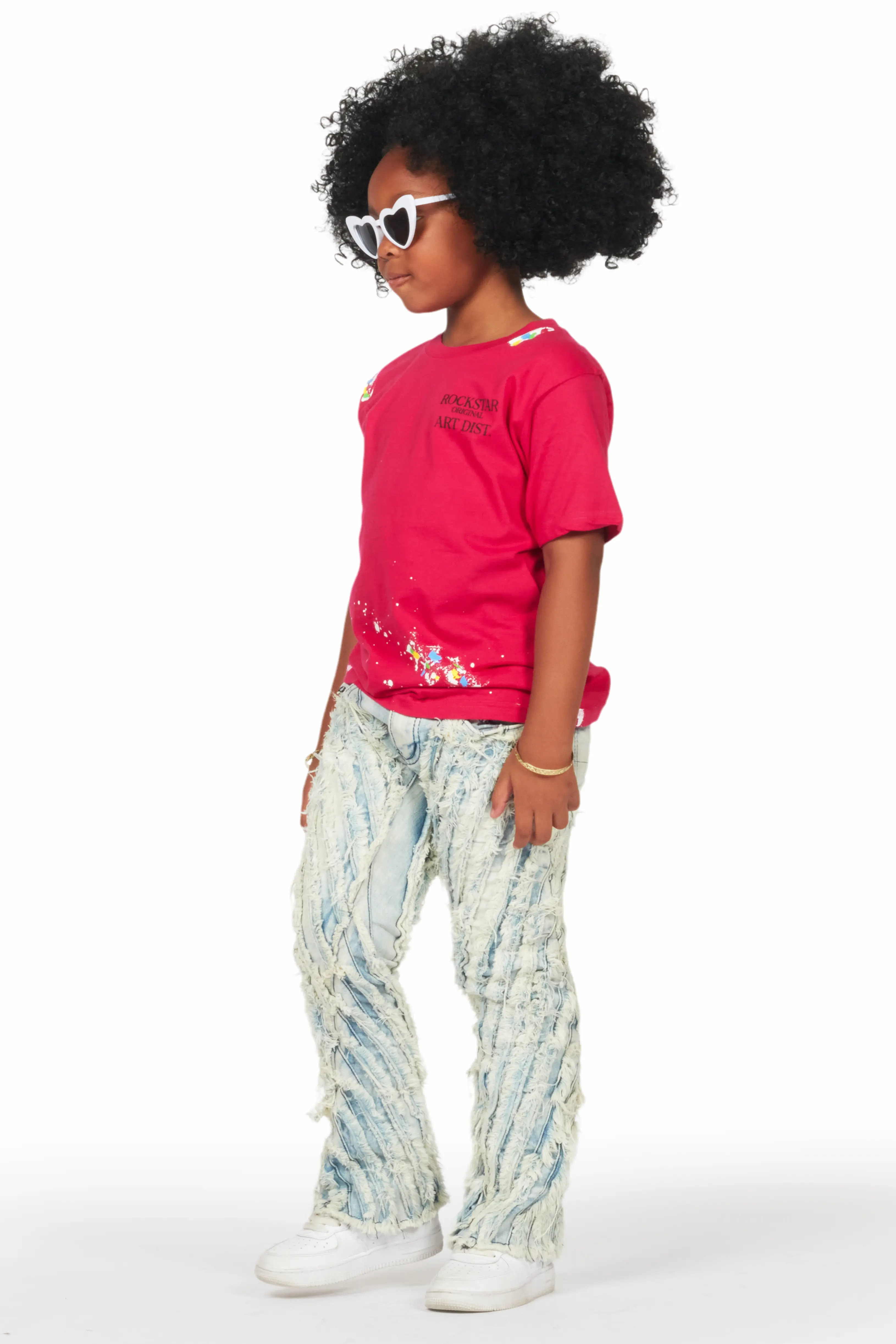 Girls Figgy Light Blue Stacked Flare Jean - Image 5
