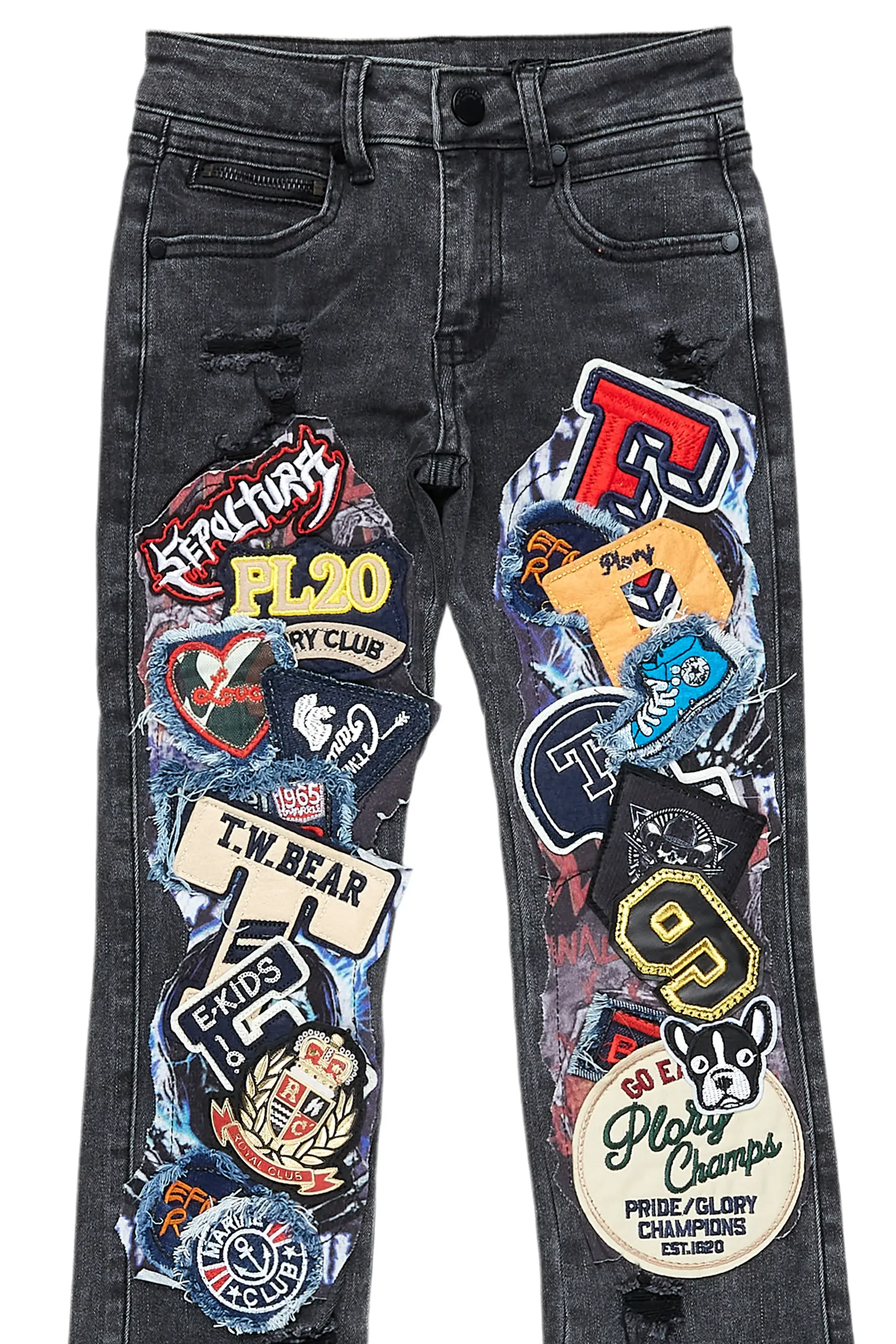 Girls Esma Black Stacked Flare Jean - Image 7