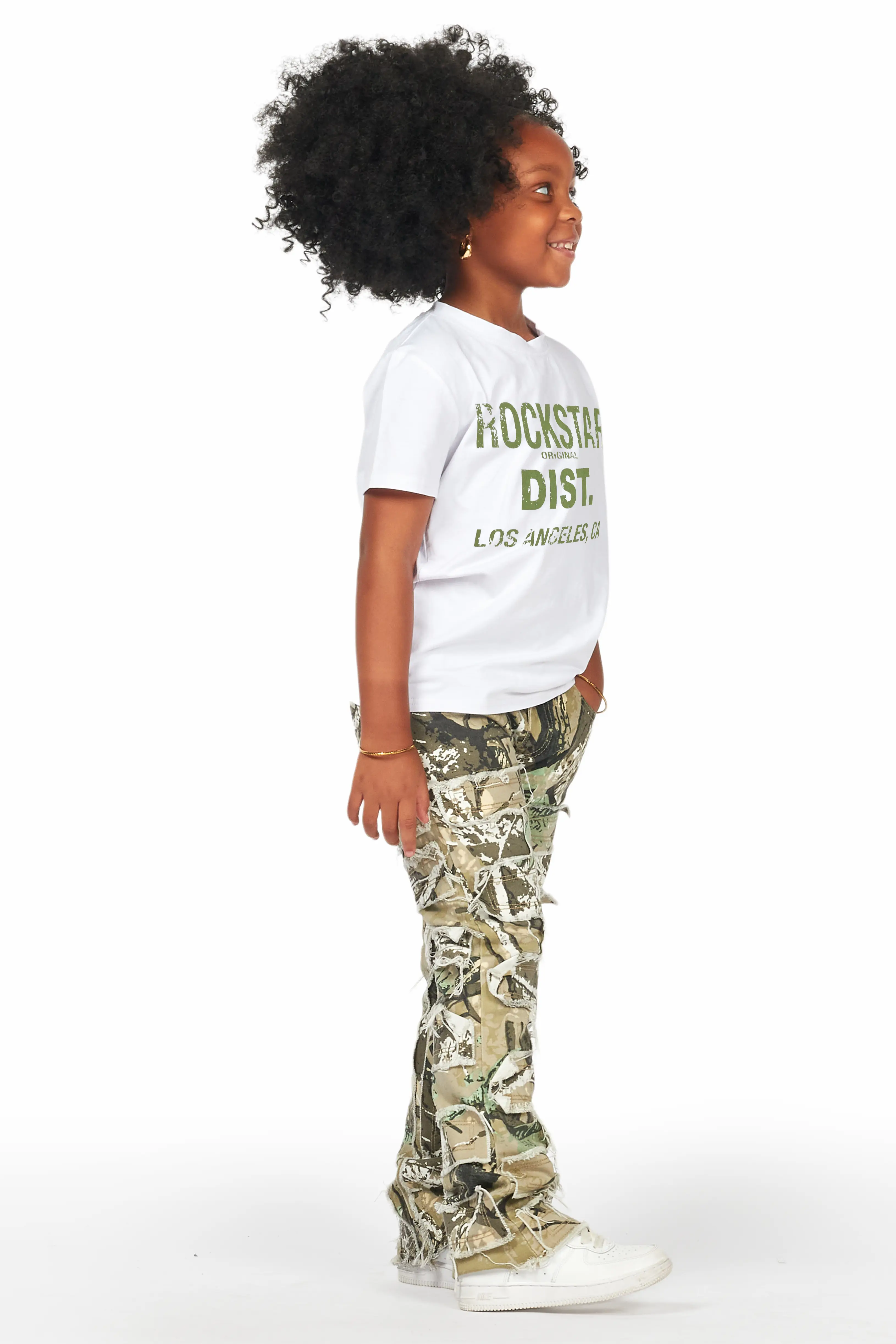 Girls Sammie Tree Camo Stacked Flare Jean - Image 5