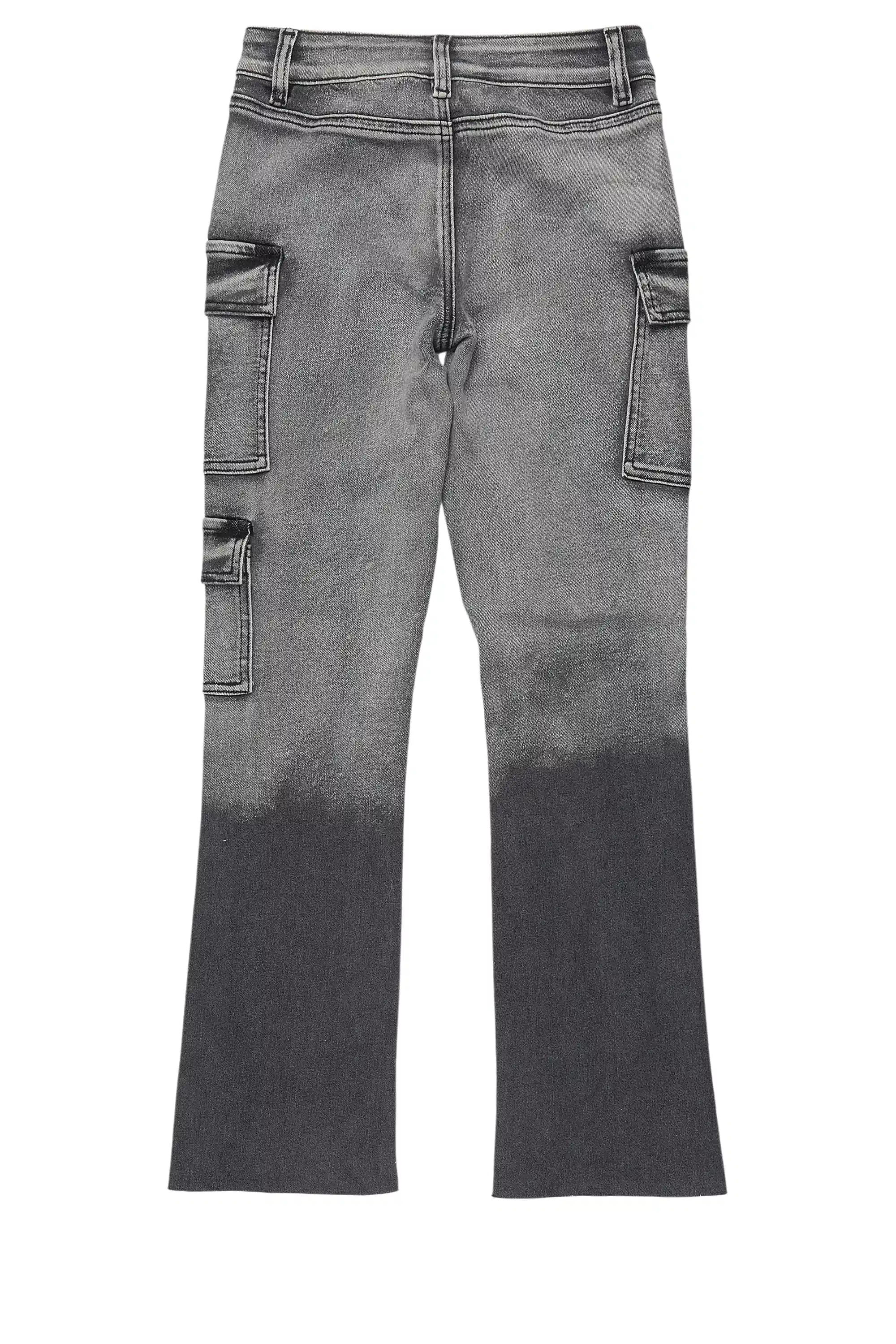Girls Vixen Grey Wash Distressed Stacked Jean - Image 12