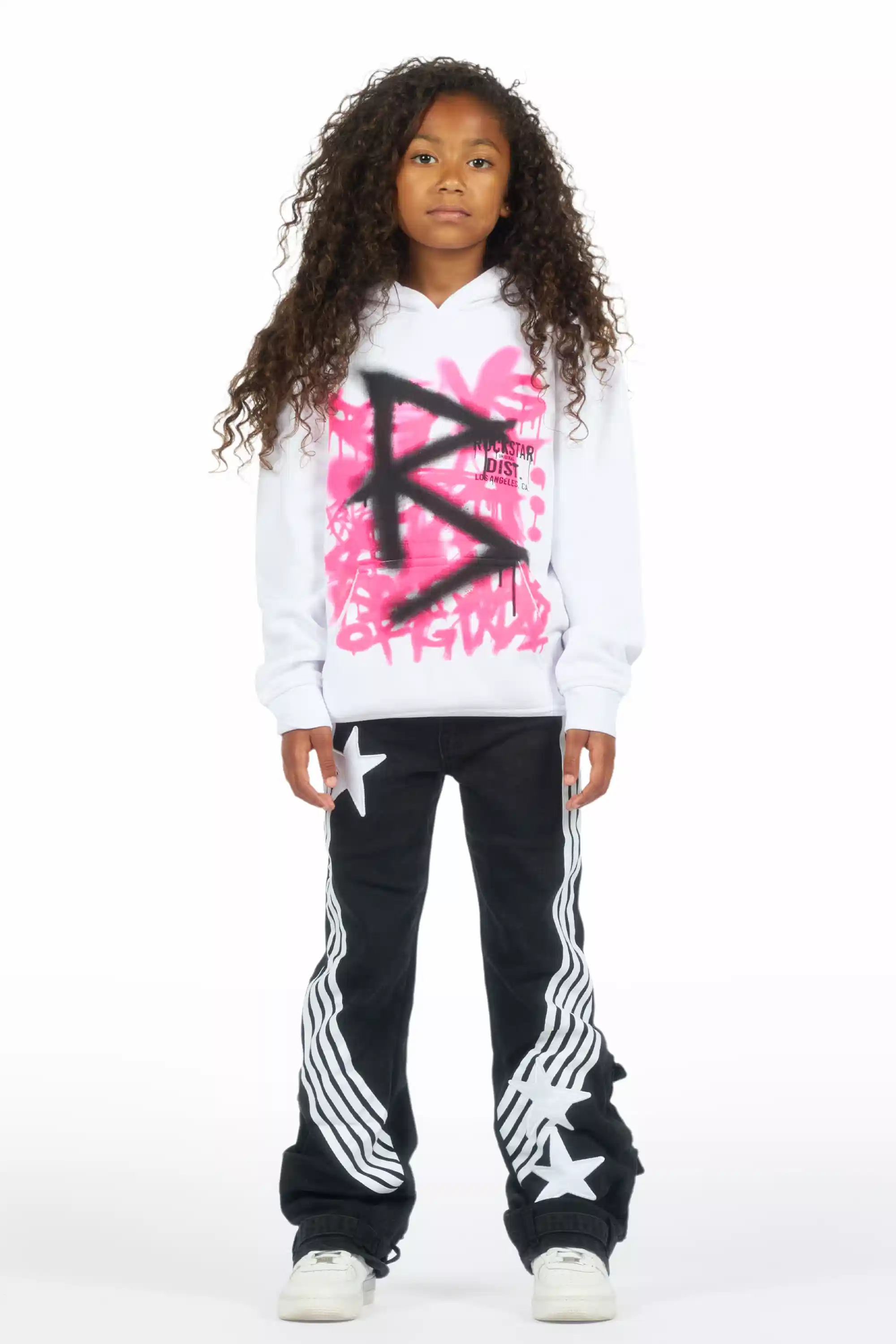 Girls Jaziya Black Stacked Jean - Image 3