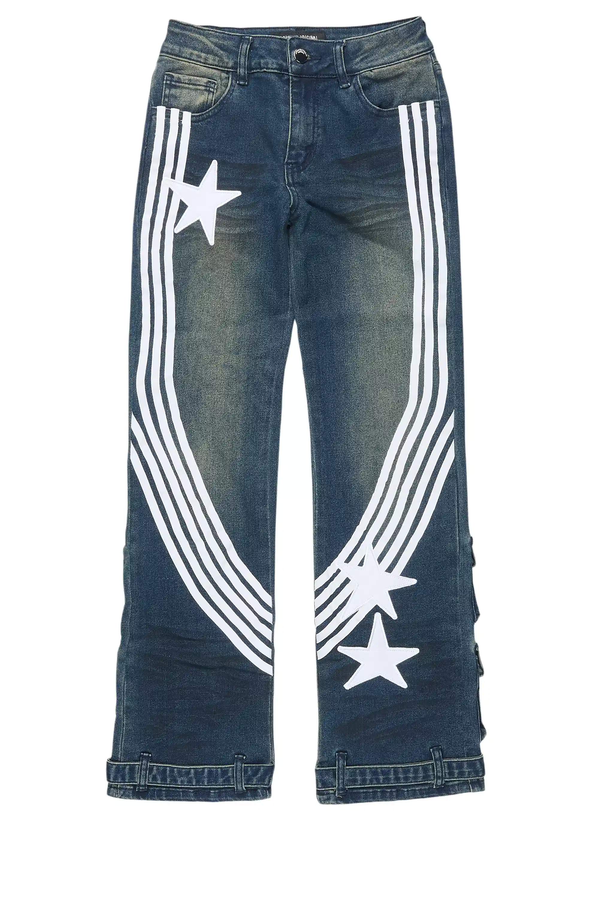 Girls Jaziya Dark Wash Stacked Jean - Image 3