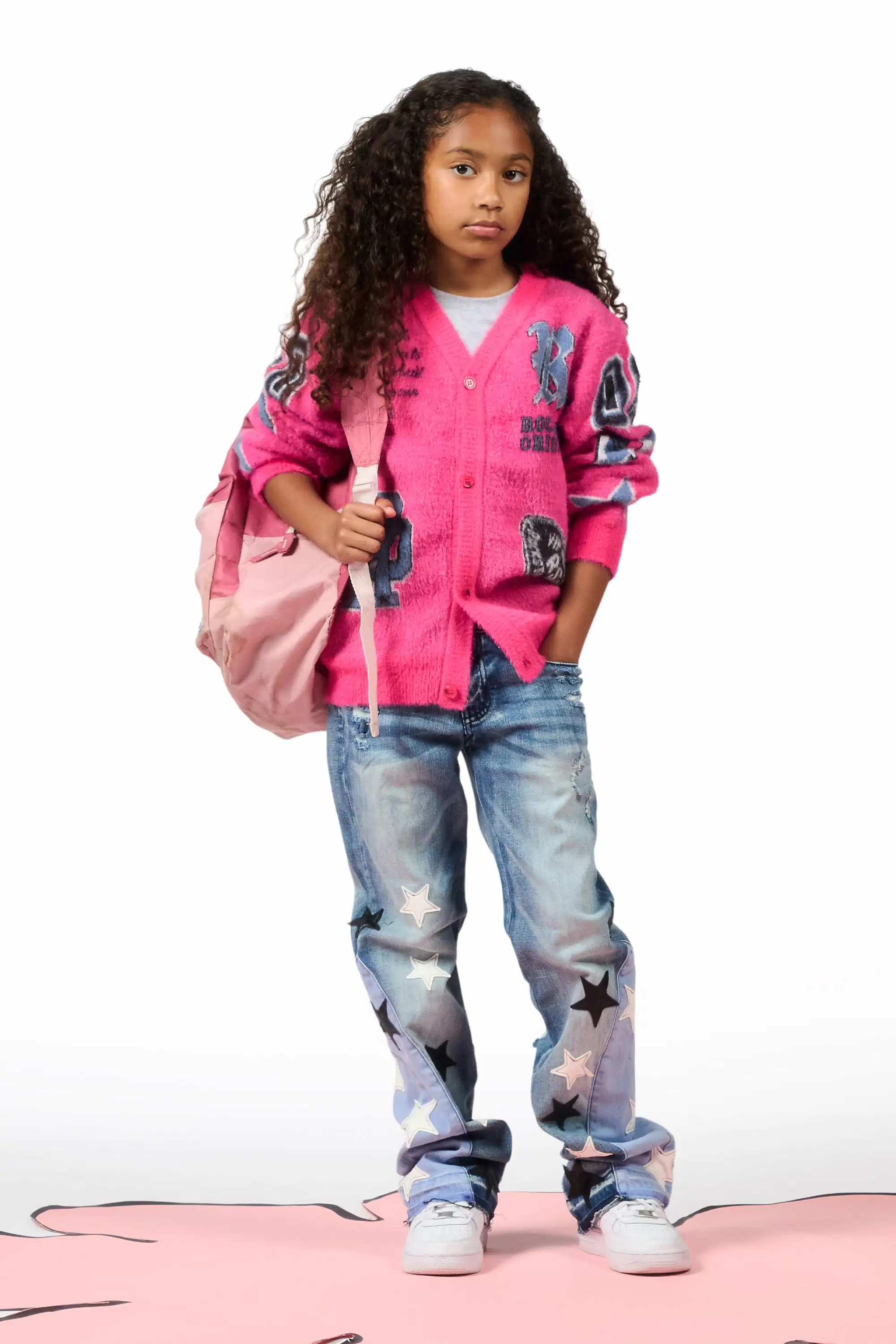 Girls Adella Medium Wash Stacked Jean - Image 9