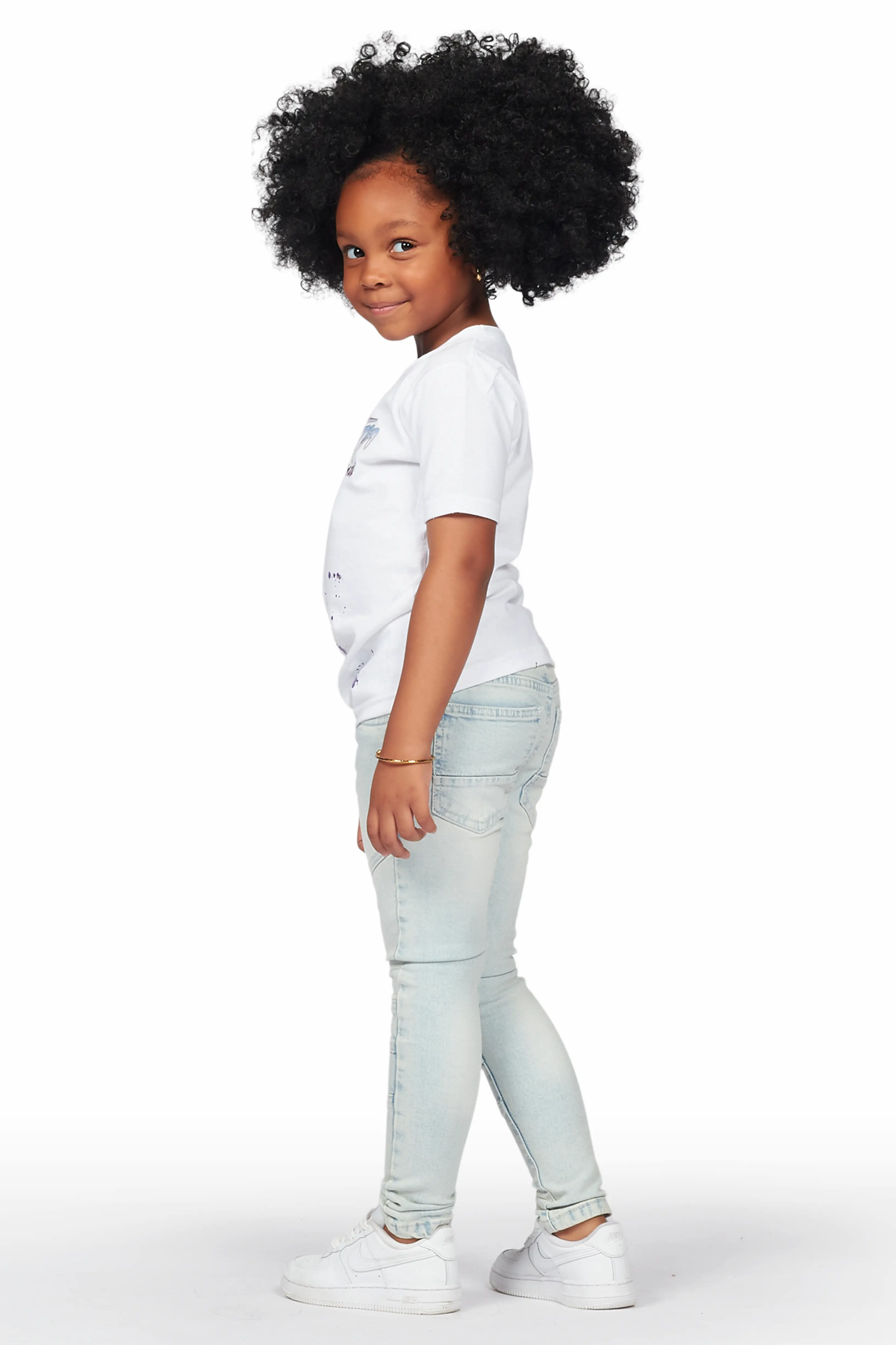 Girls Hale Blue Biker Skinny Jean - Image 5