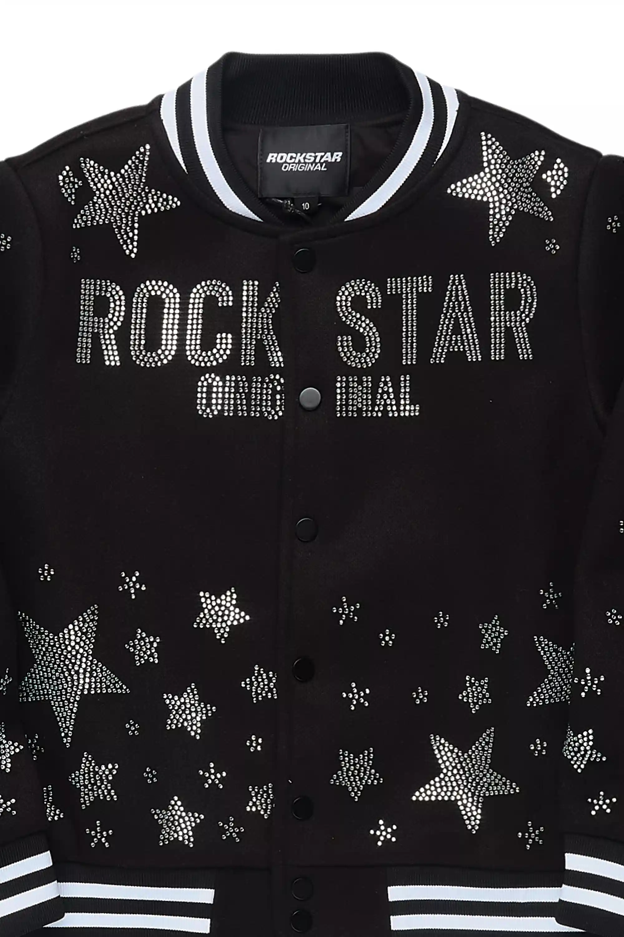 Girls Shanda Black Crop Varsity Jacket - Image 6