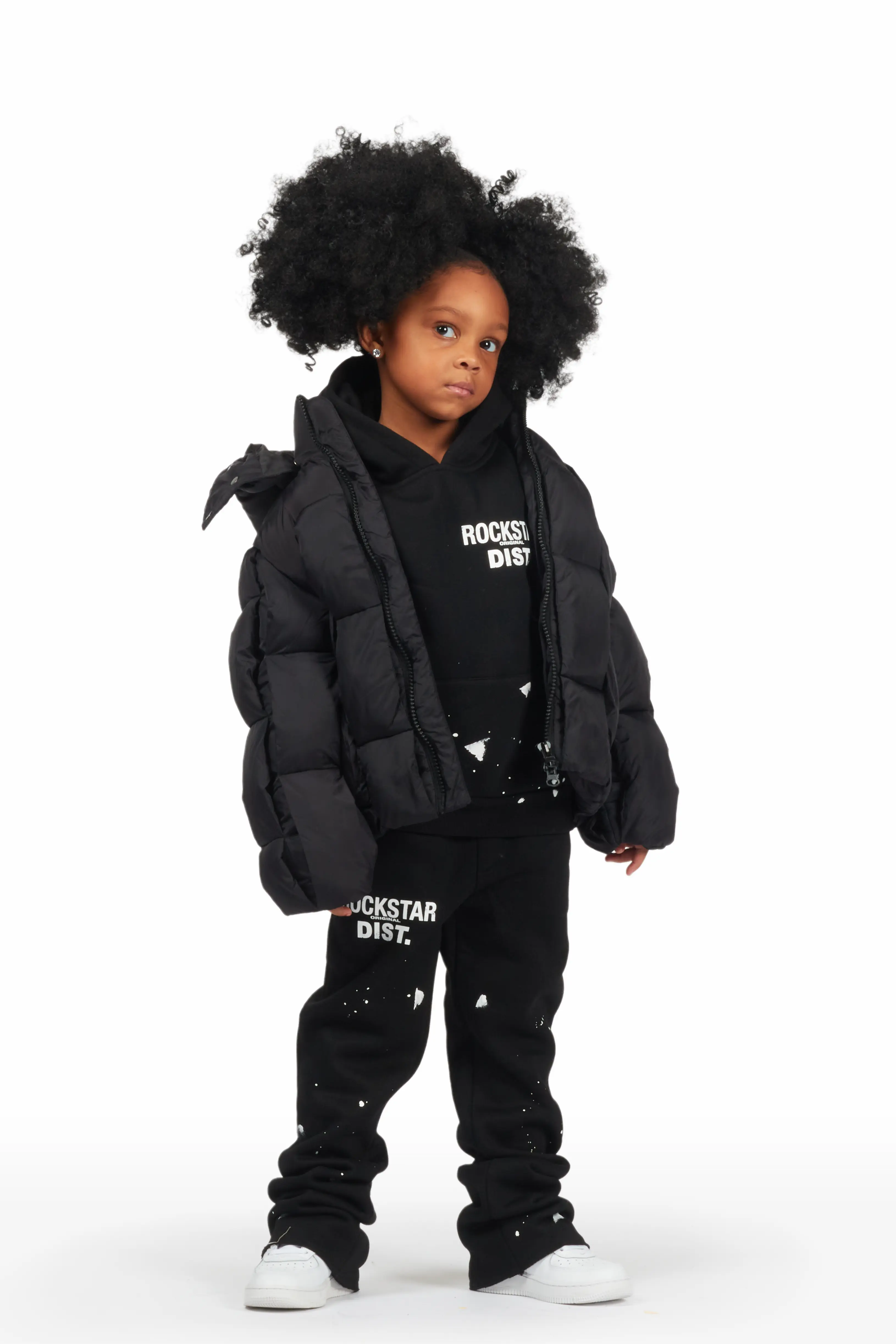 Girls Marlee Black Puffer Jacket - Image 2