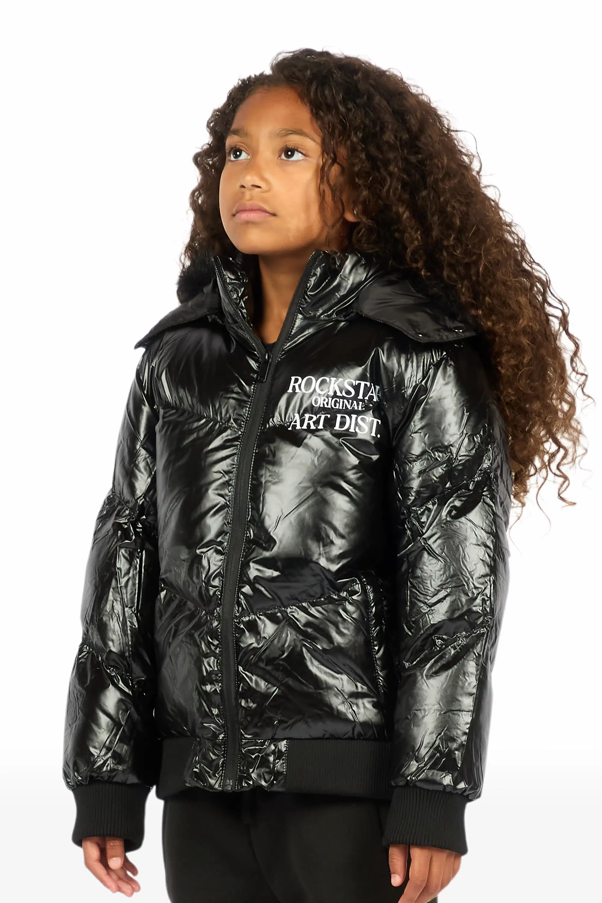 Girls Destina Black Puffer Jacket - Image 5