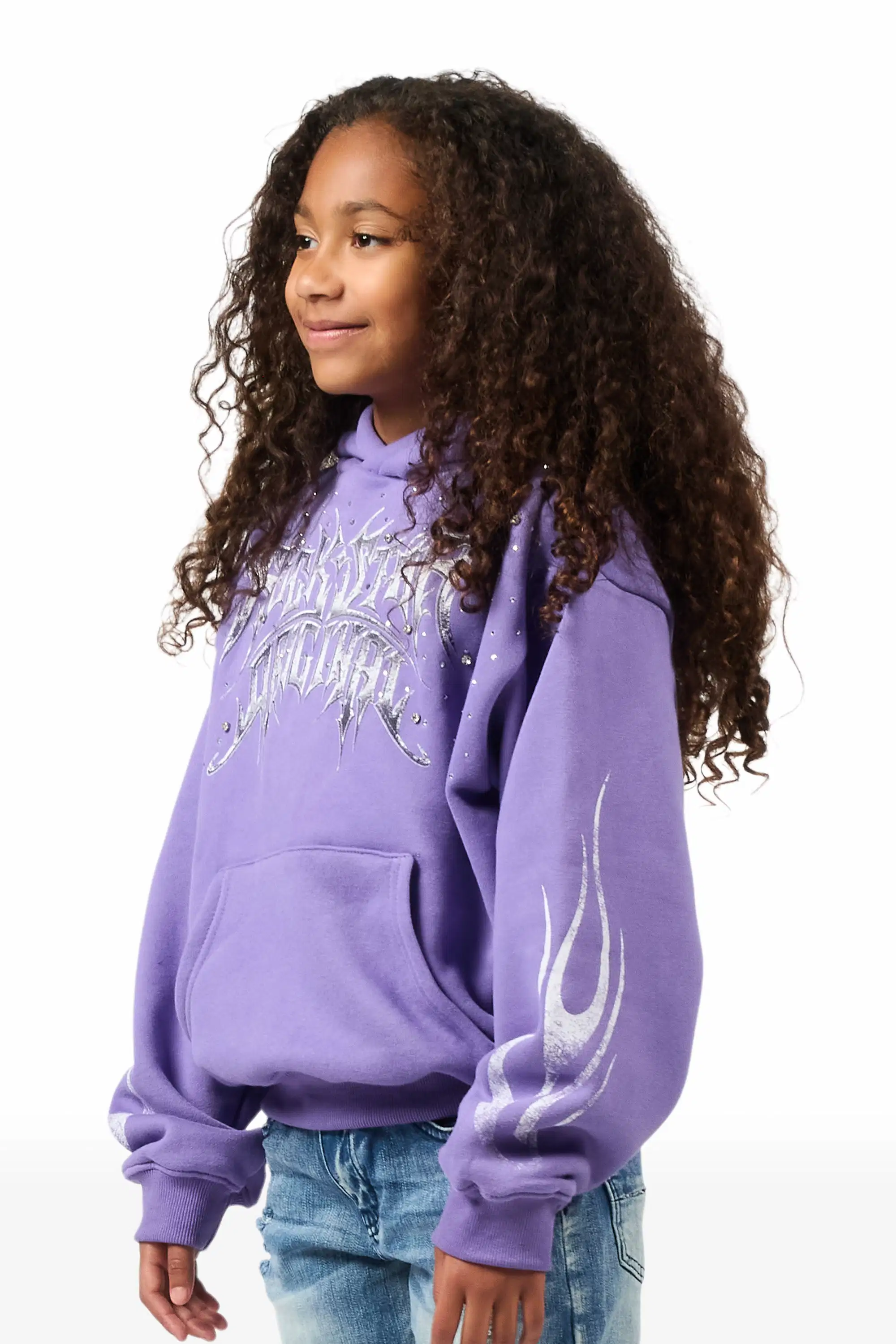 Girls Nikisha Purple Rhinestone Hoodie - Image 4