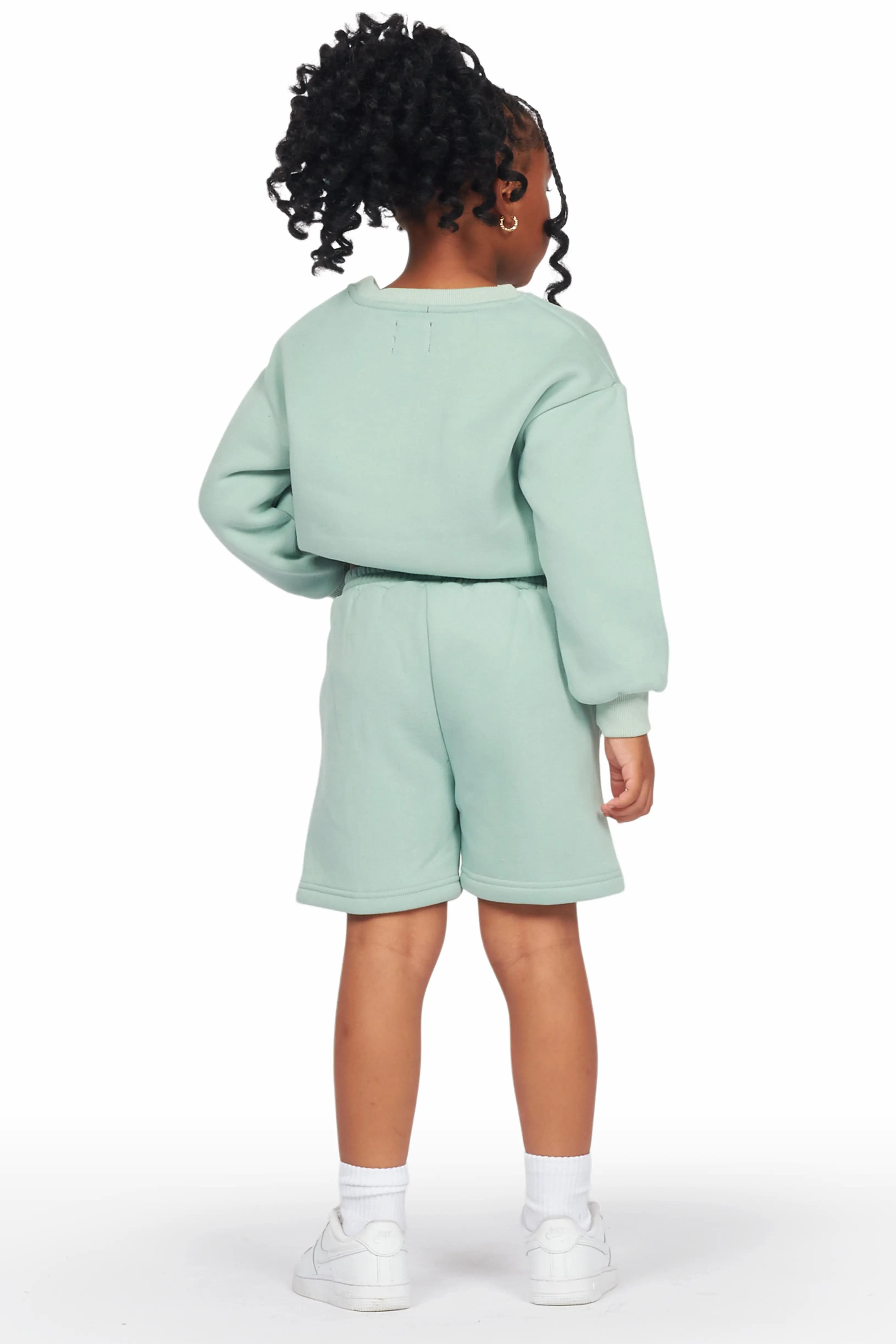 Girls Beena Sage Crop Top Short Set - Image 4