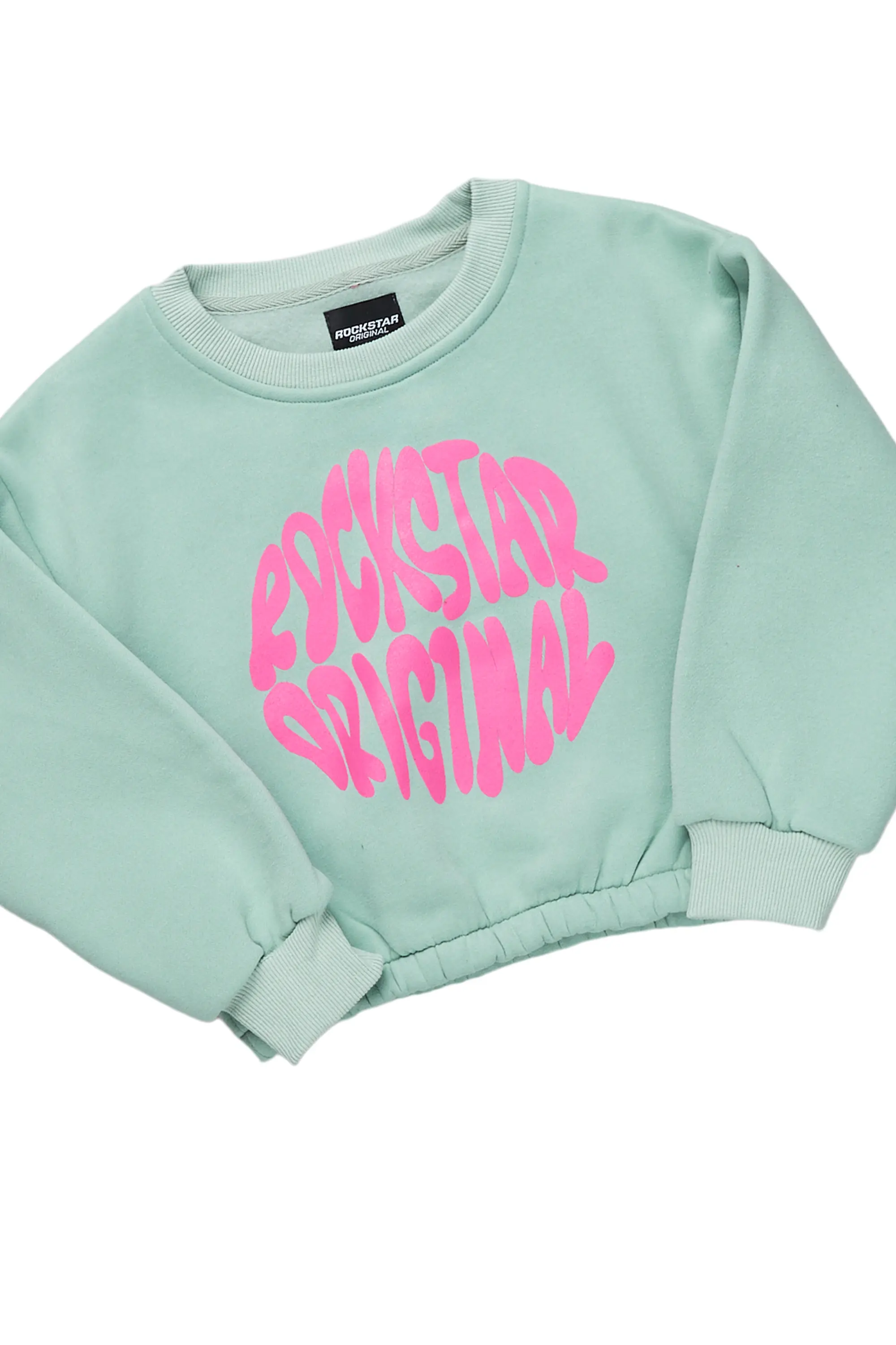 Girls Beena Sage Crop Top Short Set - Image 5